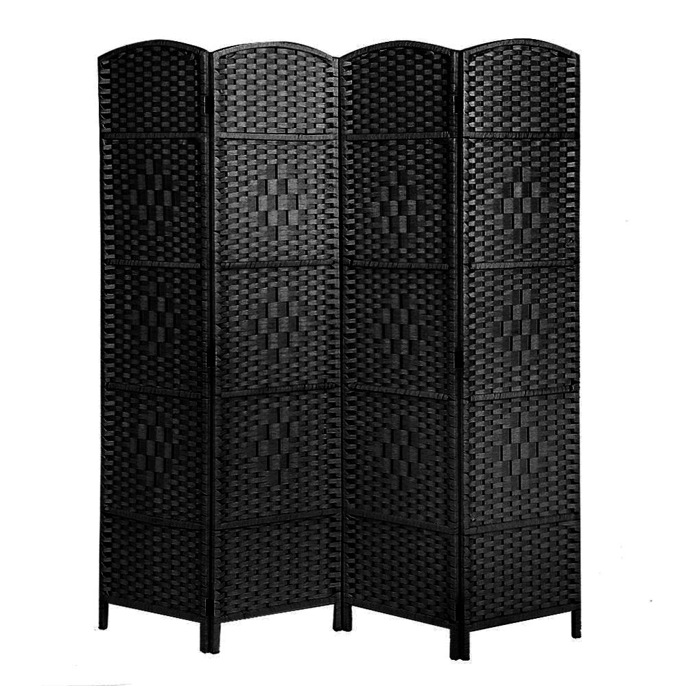 Panana 6 Panel Room Divider, Freestanding Partition Wooden Screen Folding Privacy Portable Partition Screen (Black, 6 Panel)