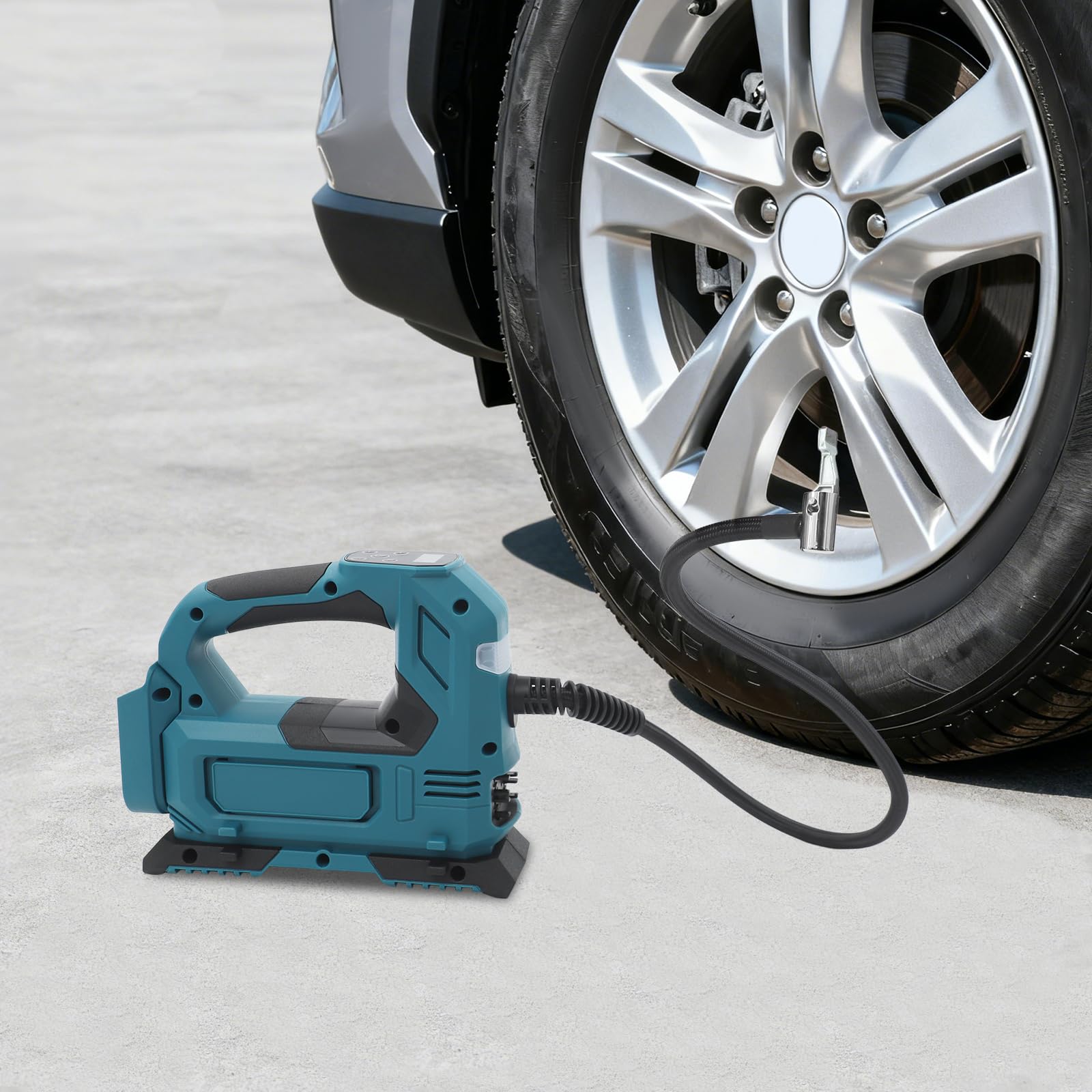 Bezprzewodowa sprężarka do opon samochodowych, 20 V, 450 psi, sprężarka samochodowa, automatyczny start i stop, sprężarka powietrza z kompresorem światła, elektryczna pompka powietrza do samochodu