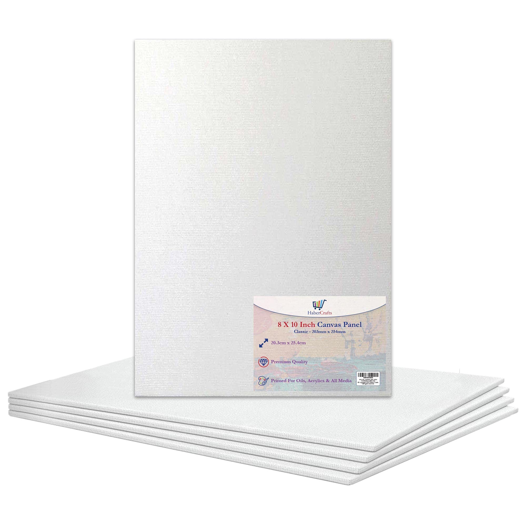 8 X 10” Canvas Panel Stretched Blank Canvas Board Primed Artist Boards 100% Cotton for Oil Paint Acrylic Painting Mixed Media White Canvases Painting Panel (8x10 Inch - 5 Boards)