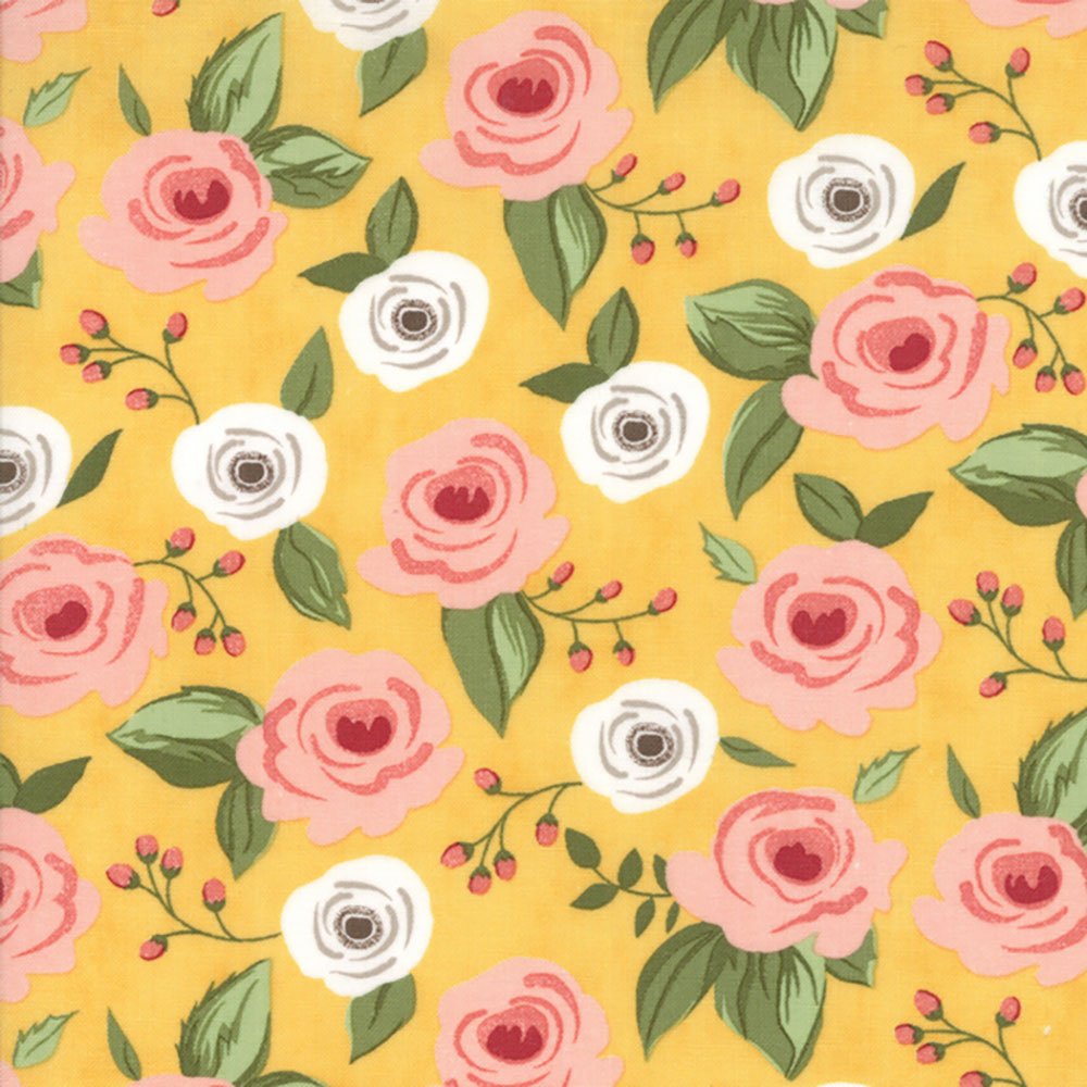 Moda Farmers Daughter Floral Painted Bouquet Yellow