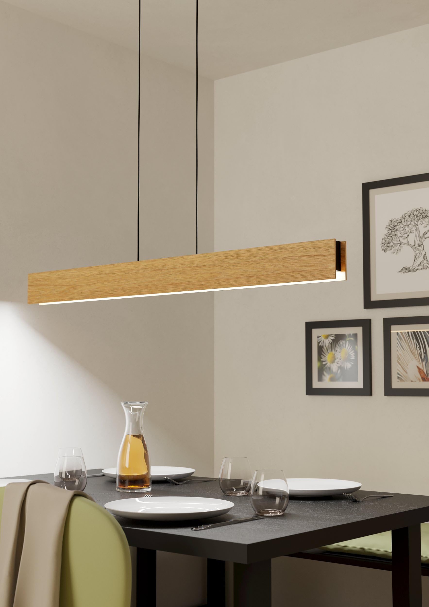 EGLO connect.z Smart-Home LED Pendelleuchte Anchorena-Z, Holz Hängelampe | ZigBee, App und Sprachsteuerung Alexa, warmweiß-kaltweiß, RGB, FSC100HB, dimmbar