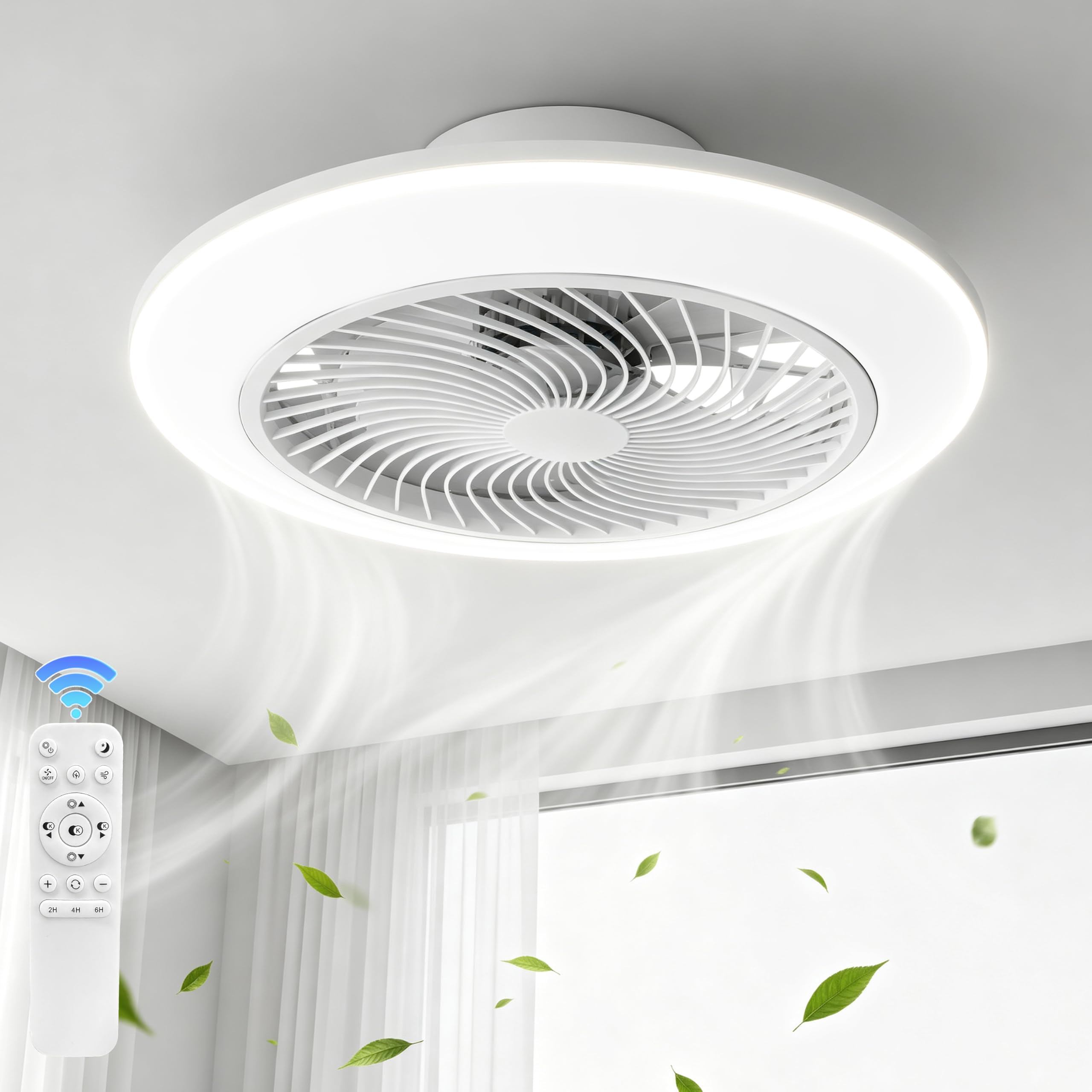 Ribelli LED Deckenventilator mit Beleuchtung Ø 50 cm – Leiser DC Kupfermotor, Smarter Ventilator mit App & Fernbedienung, Stufenlos Dimmbar & RGB Farbwechsel, 6 Stufen, 40W, Schwarz