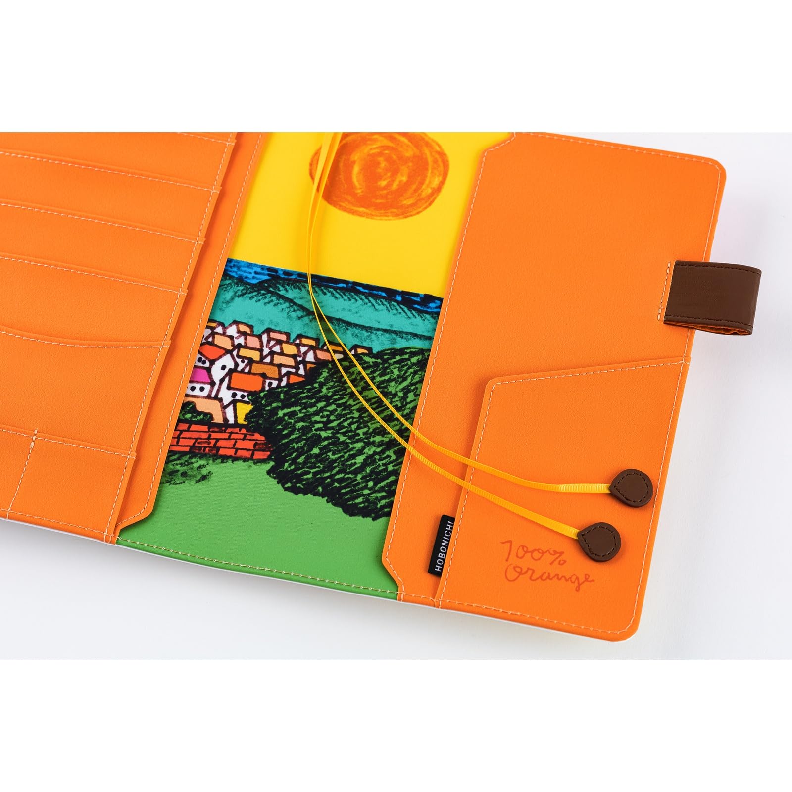 Hobonichi Techo pokrowiec na planer A5, 100% pomarańczowy: dokąd zmierza wiewiórka (rozmiar kuzyna, tylko okładka)