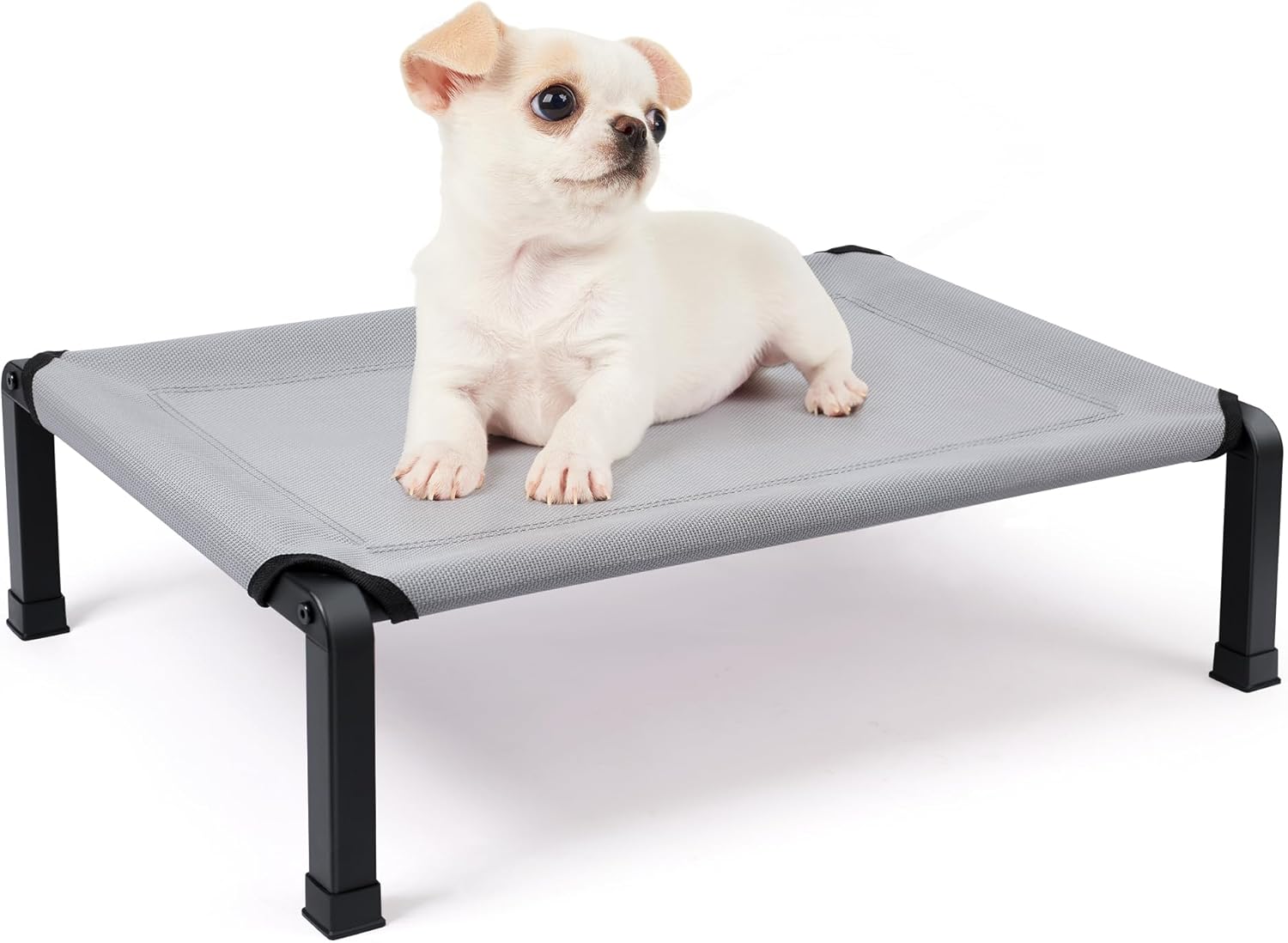 Heeyoo Elevated Dog Bed, Cooling Raised Pet Cot with Chew Proof Mesh Fabric and Steel Frame, Portable Dog Cot Bed with No-Slip Rubber Feet for Outdoor Indoor Use