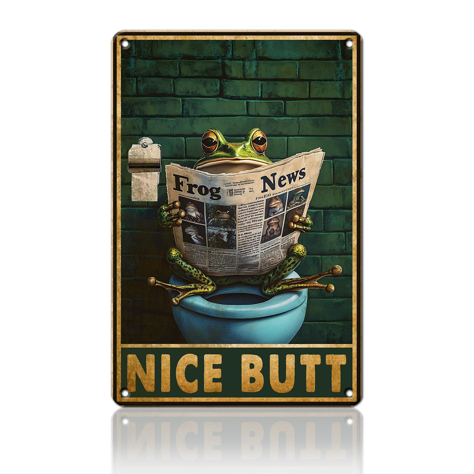 Anceky Tin Sign Frog Nice Butt Metal Sign Funny Wall Decor for Garage Living Room Bar Kitchen Home 12×16 Inch