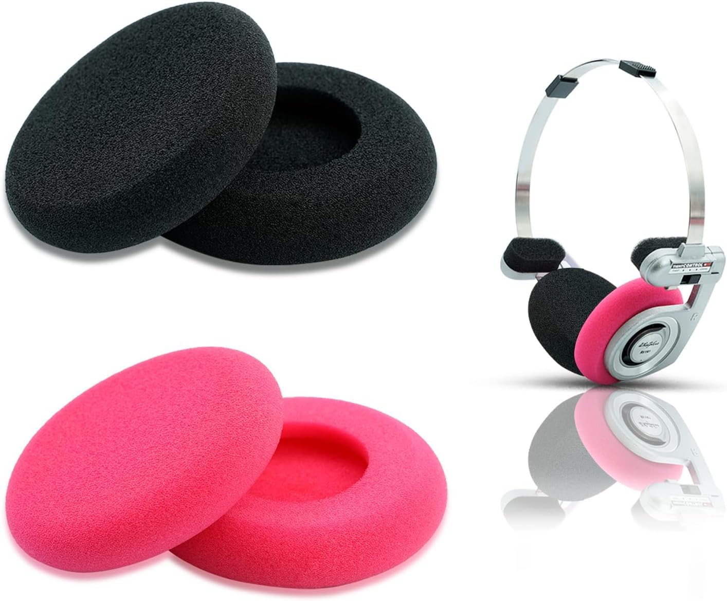 GVOEARS Replacement Earpads Cushion for Koss Portapro Headphones 2 Pairs (Rose+Black)
