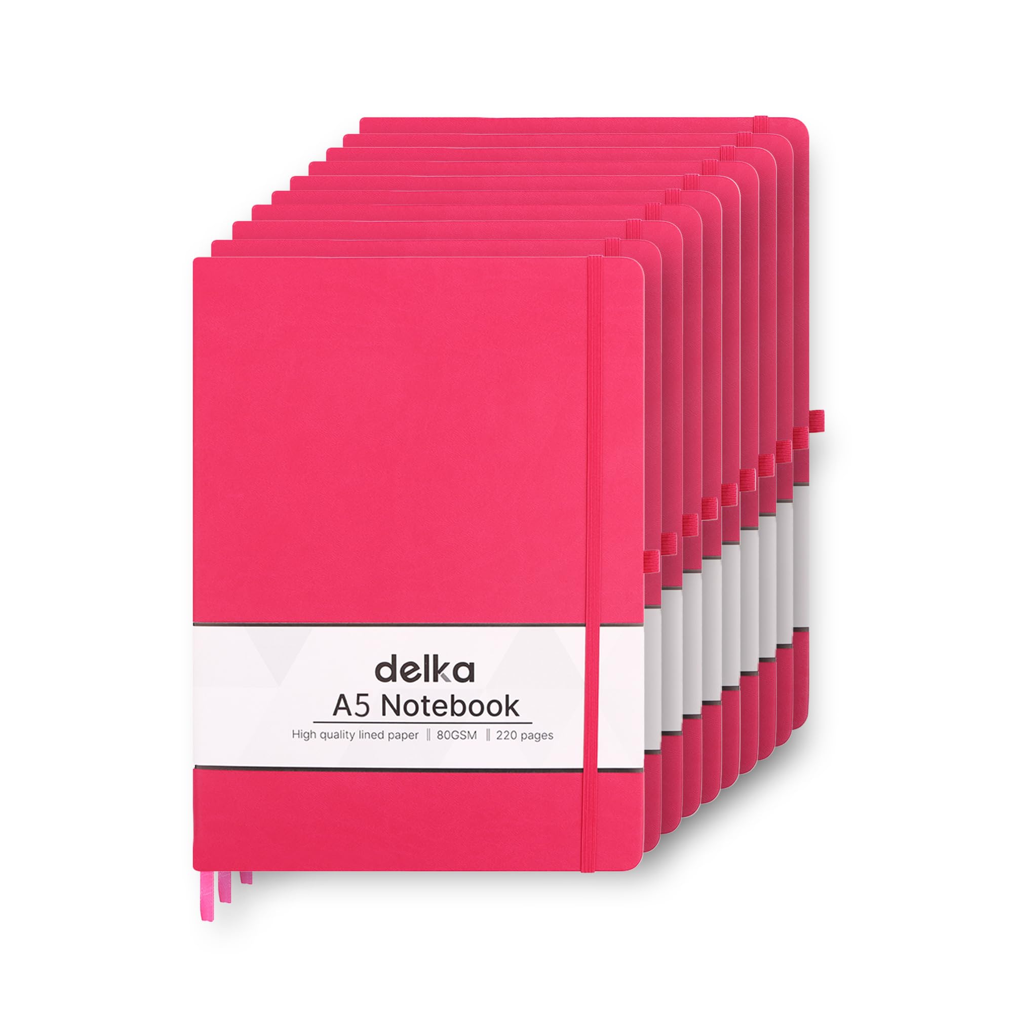 delka A5 Notebook โ Lined Notepad Journal, Soft Cover Writing Pad for Office, School, College, Home & Business โ Ideal for Note Taking, Daily Planning, Journaling & Study (DARK PINK, Pack of 10)