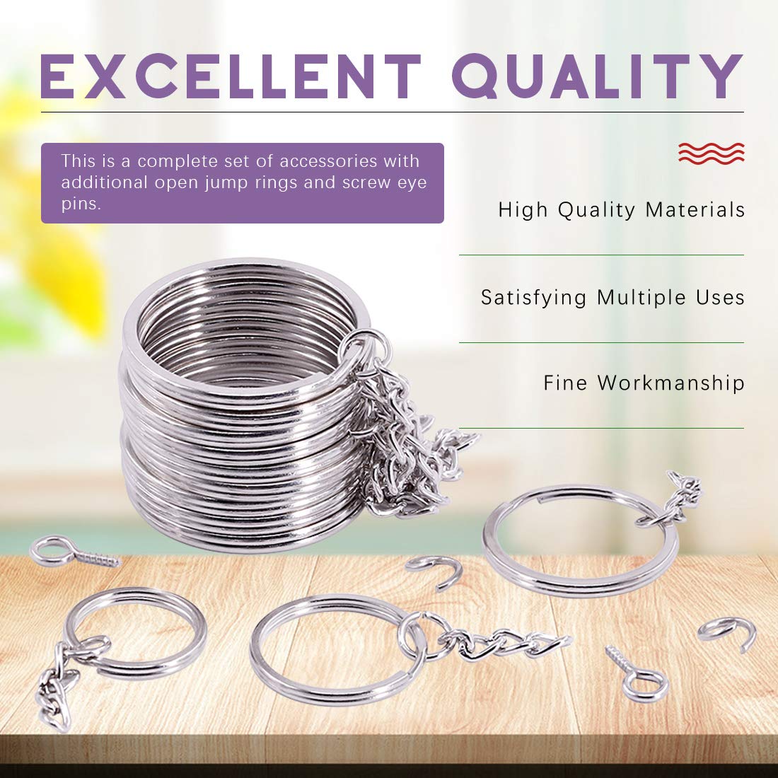 Lot De 100 Porte-clés Avec Chaînes Et Anneaux - Swpeet - Idéal Pour DIY, Artisanat Et Customisation