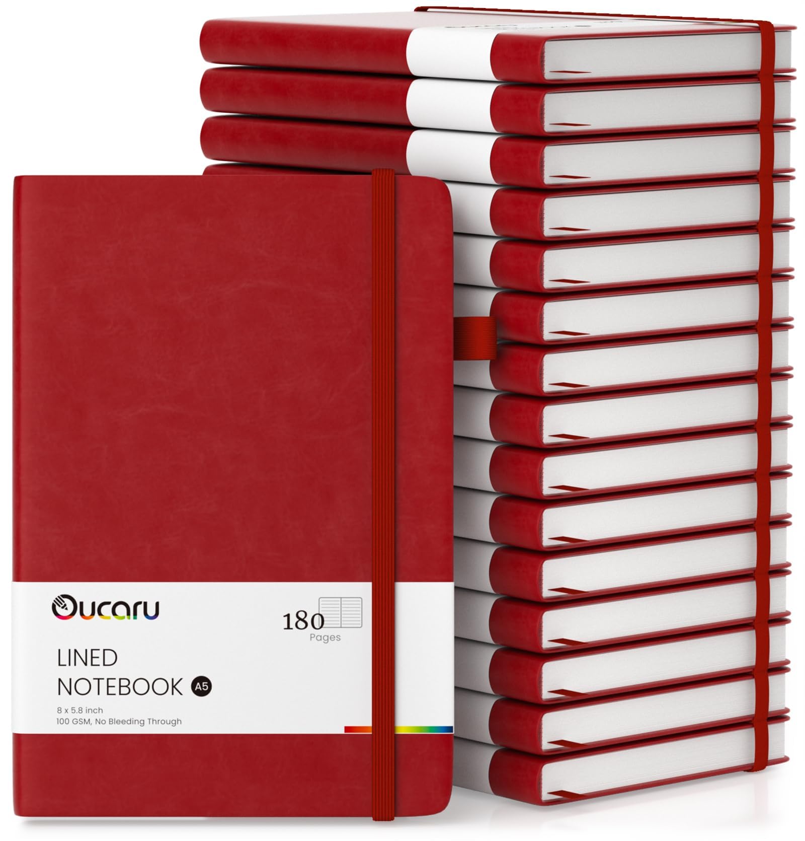 Oucaru Lined Journal Notebook, 16 Pack, 180 Pages, A5 Journals for Writing, 100 GSM Thick Paper, Small Notebooks Daily Journal for Women Men Work, Business, School, Travel Supplies