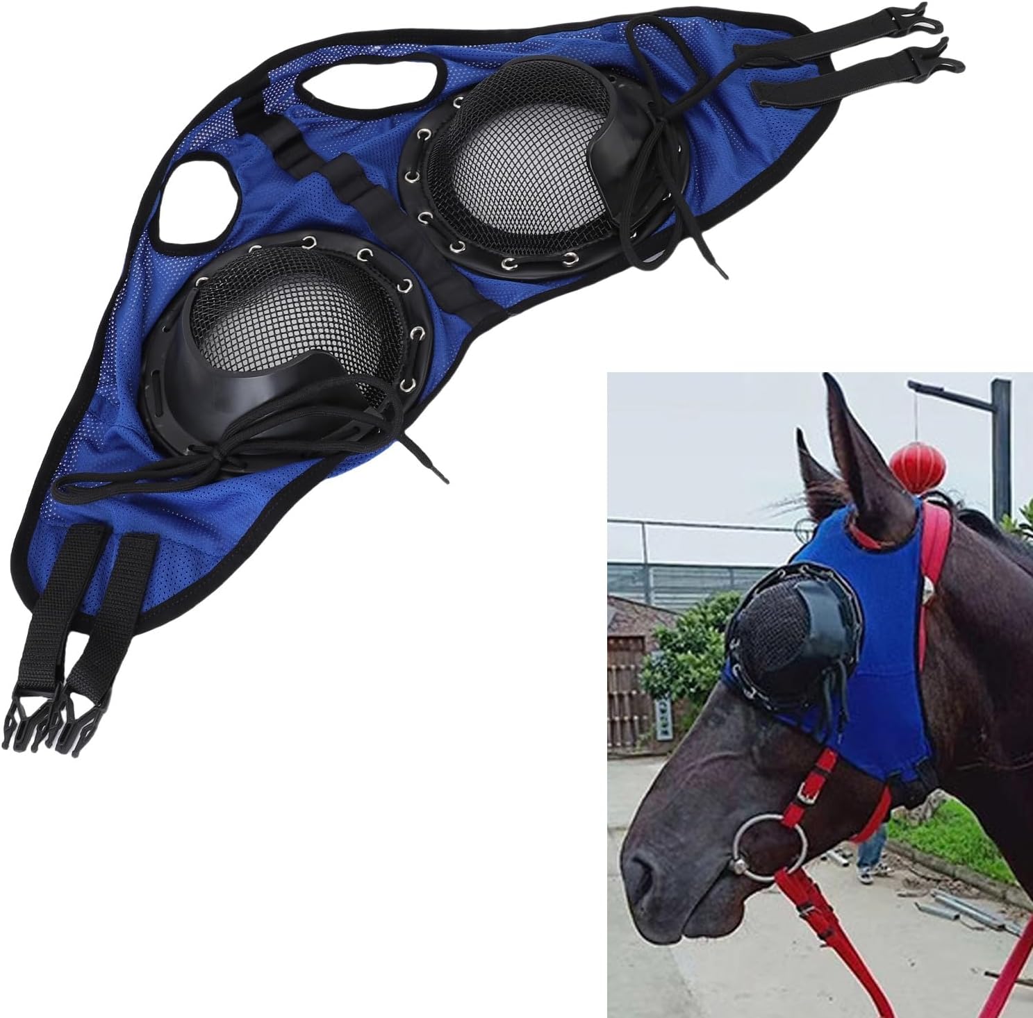 Horse Racing Goggles Windproof Sandproof Protective Horse Goggles Net Horse Eye Cover for Harness Supplies Horse Accessories Horse Racing Equipment