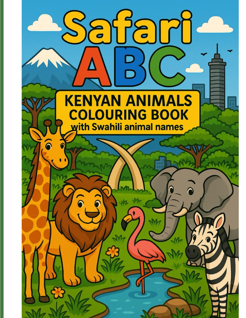 Safari ABC Kenyan animals colouring book with Swahili animal names