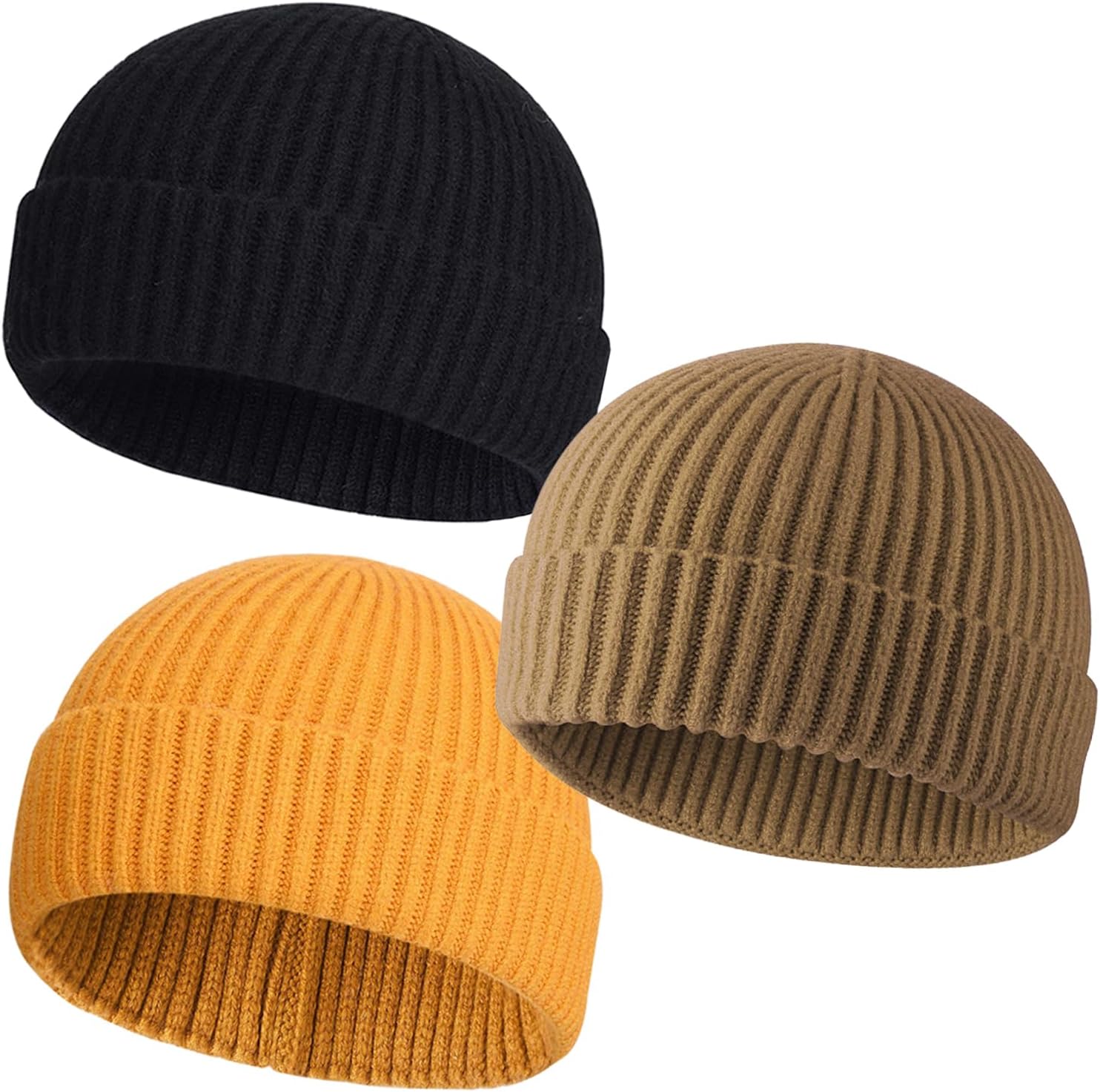 50% Wool Warm Cuffed Swag Knit Short Fisherman Beanie for Men Women Winter Hats Trawler Skull Cap
