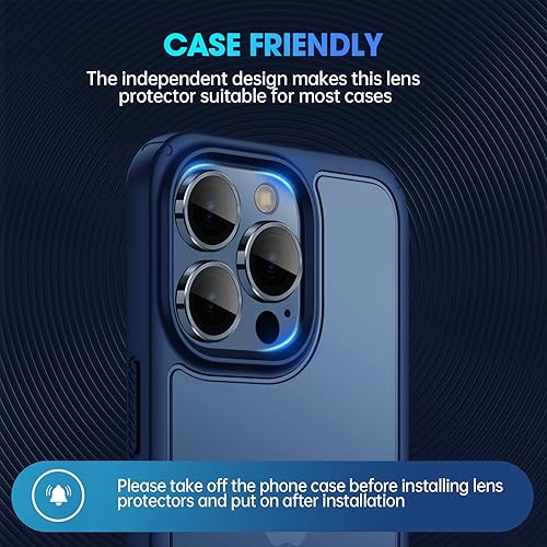Miniatura 99 de Xfilm Protector de lente de cámara Bling para iPhone 14 Pro/14 Pro Max, dureza 9H a prueba de rayones, protector de anillo individual de metal