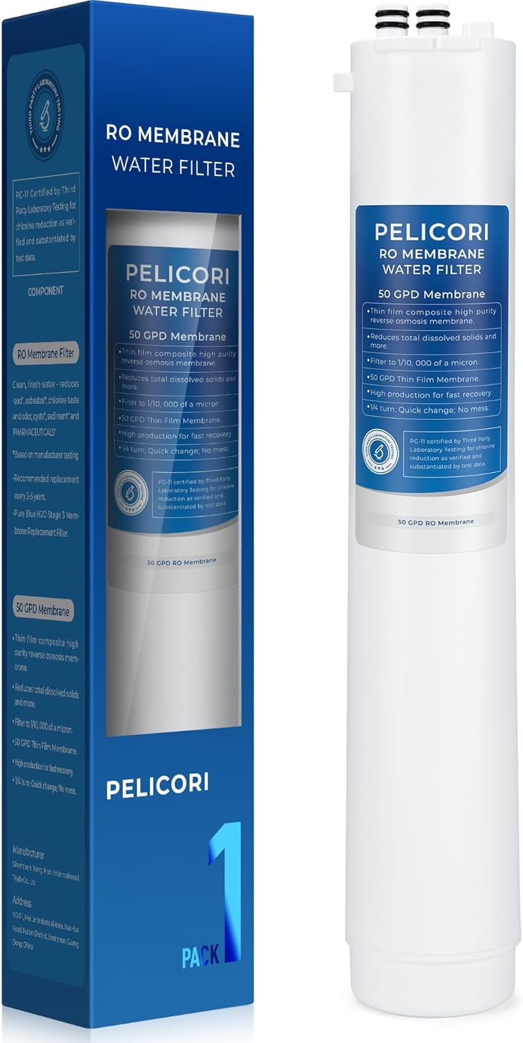 H2O Stage 3 Membrane Replacement Filter, Compatible with Pure Blue H2O 4 Stage Reverse Osmosis Water Filtration System (1 Pack)
