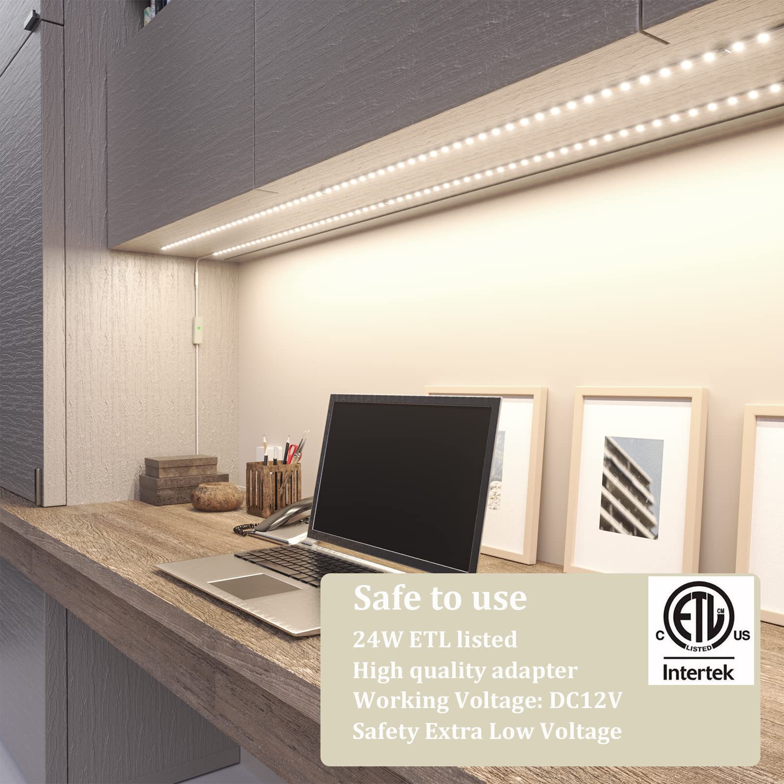 WOBANE Basso Cabinet LED Illuminazione Kit, 8 Pz LED Striscia Luci con Telecomando Dimmer e Adattatore, Regolabile Per Armadio Da Cucina Teller Ripiano, TV Back, Vetrina 4000K Bianco Naturale
