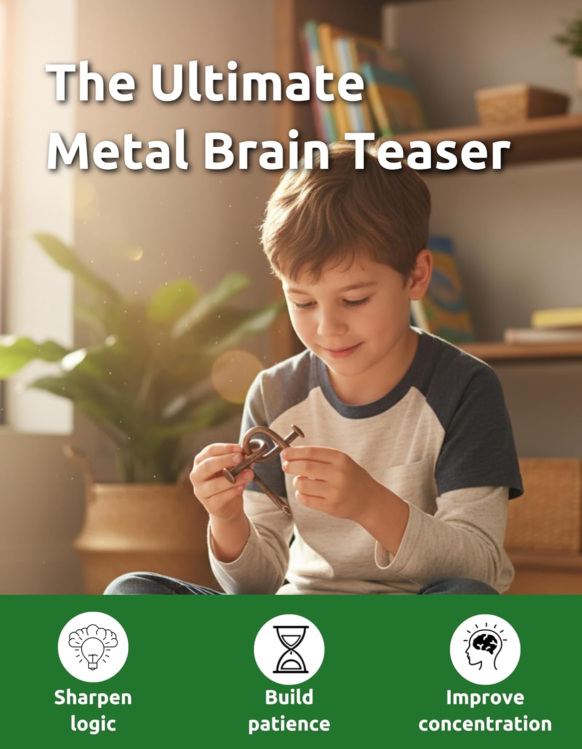 4-in-1 Puzzle Grey Twist Set by Sharp Brain Zone - Premium Metal Brain Teaser Collection, Durable Iron Puzzle Games for Stress Relief, Focus, Relaxation and Fun Challenges
