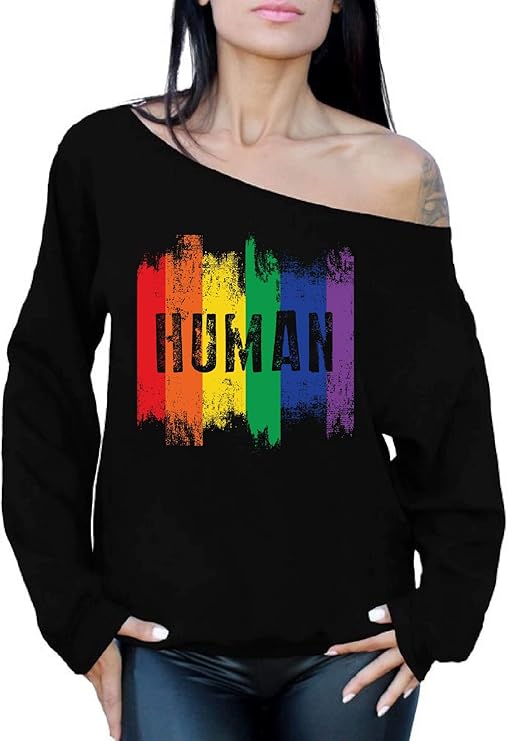 Awkward Styles Human Sweater Gay Off Shoulder Sweater Ladies Gay