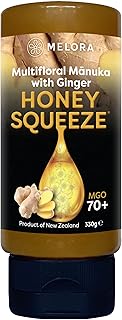 Melora 100% reine und zertifizierte Manuka Honig-Quetschflasche (Ingwer)