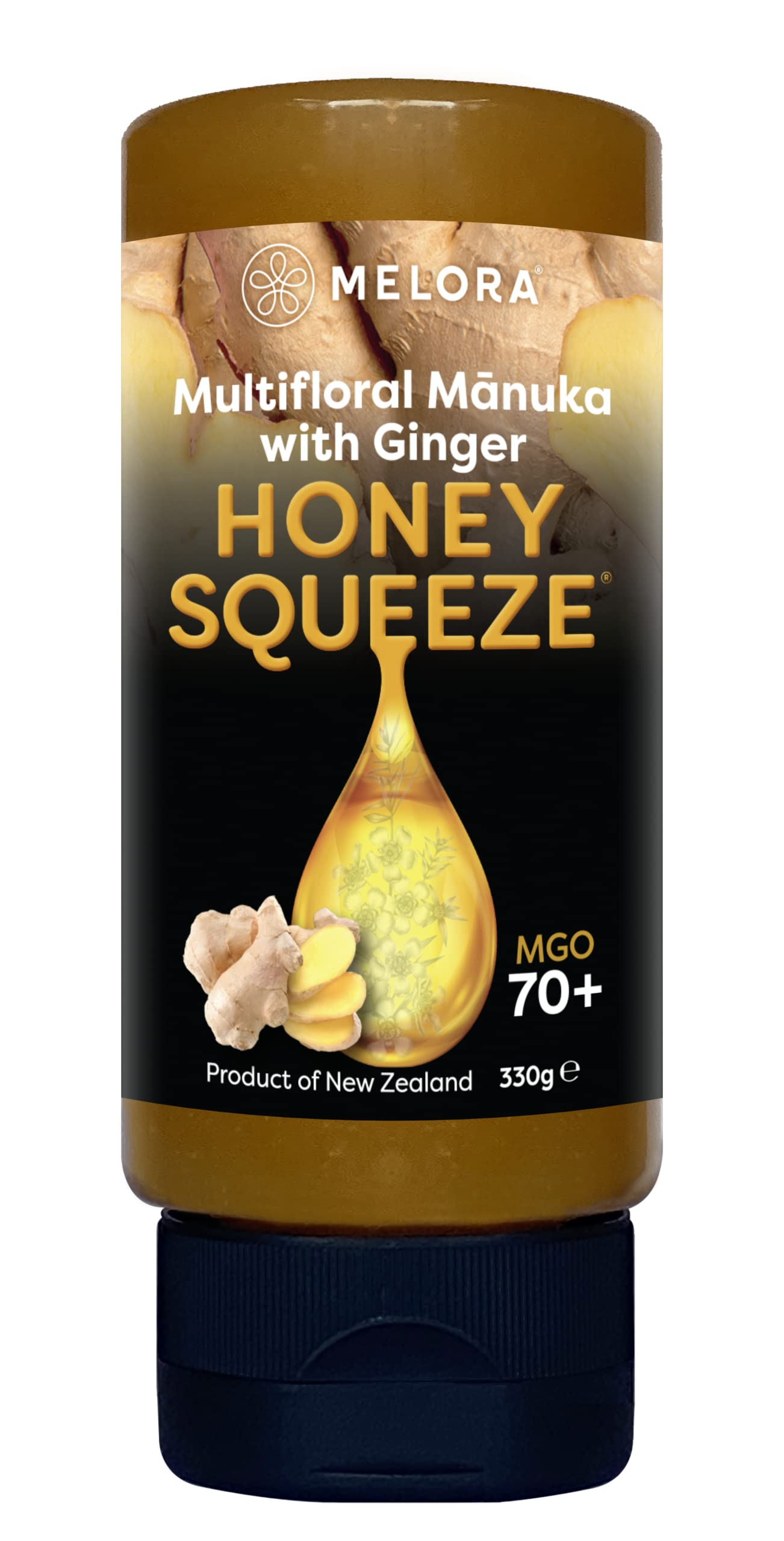 Melora 100% Pure & Certified Mānuka Honey Squeeze Bottles (Ginger)