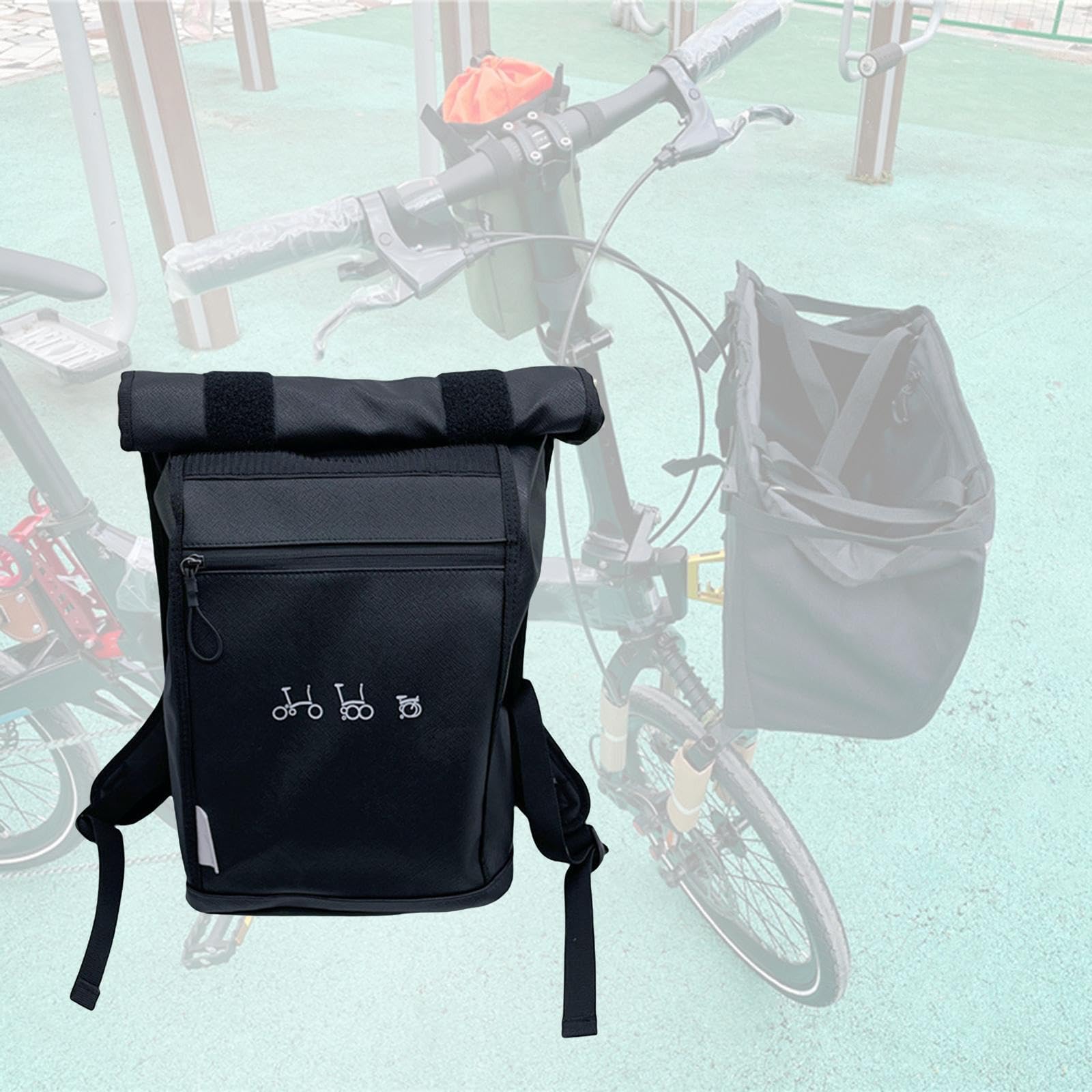 Cesta delantera plegable para bicicleta, elegante y desmontable, ideal para mochilas de bicicleta y almacenamiento de accesorios de ciclismo al aire libre, con funda