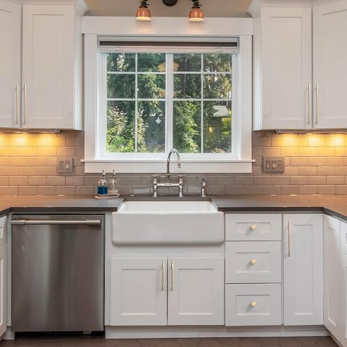 Miniatura 4 de 9BUILD Paquete de 10 tiradores de gabinete moleteados de latón cepillado de 5 pulgadas, manijas de gabinete de cocina, manijas de gabinete para