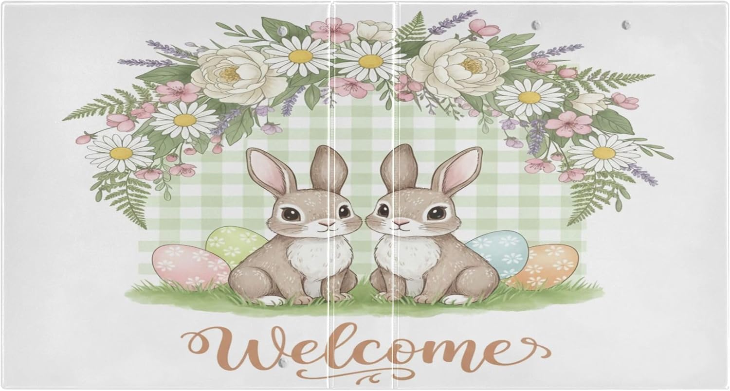 Happy Easter Bunny 3 Ring Binders, 1.5” Round Ring Binders with Clipboard - Letter Size, 3 Interior PVC Clear Pockets & Anti-Slip Clip for Office School Supplies, 2PCS