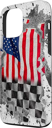 Vista 59 de iPhone 12 mini Car Racing bandera estadounidense pit crew Case