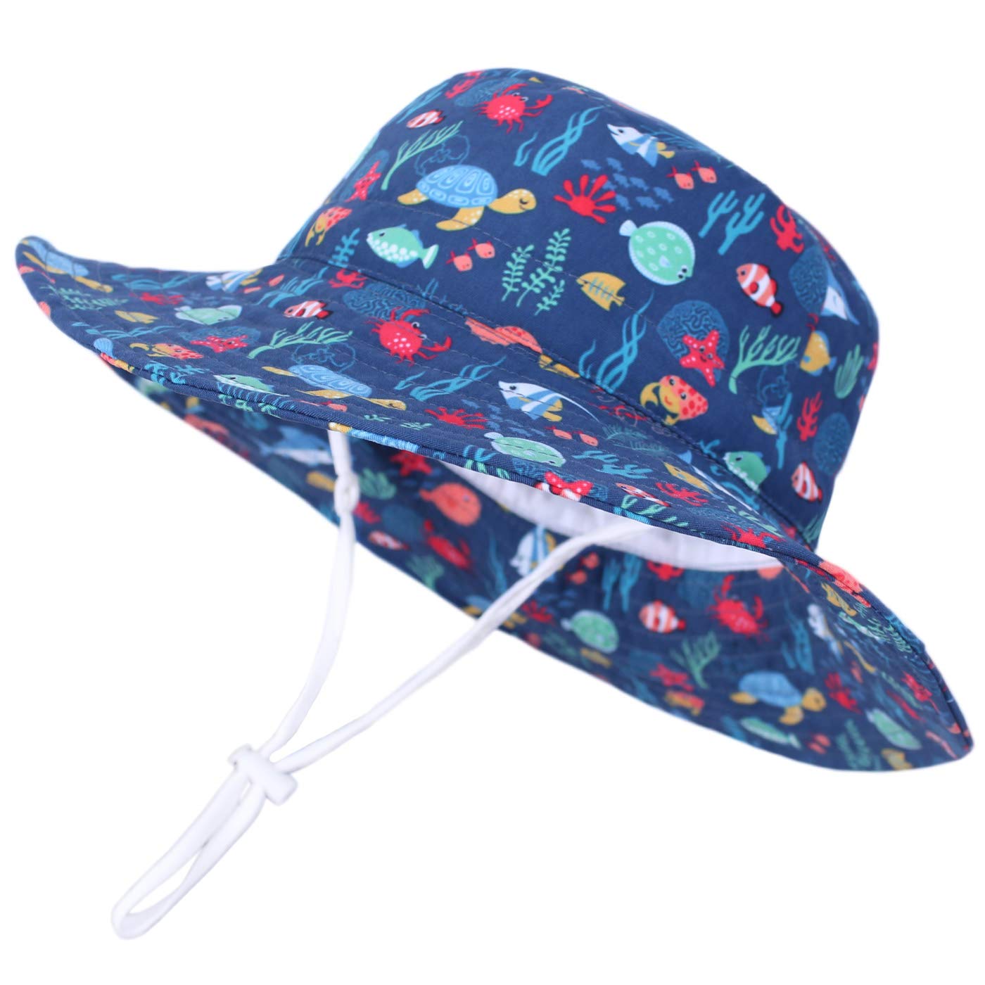Happy CherryBebé Sombrero con ala Verano para Niños Niñas Infantil Gorra de Pescador Correa Ajustable Estampado Lindo Bucket Hat Protección Solar para Playa Vacaciones - 0-6 Años