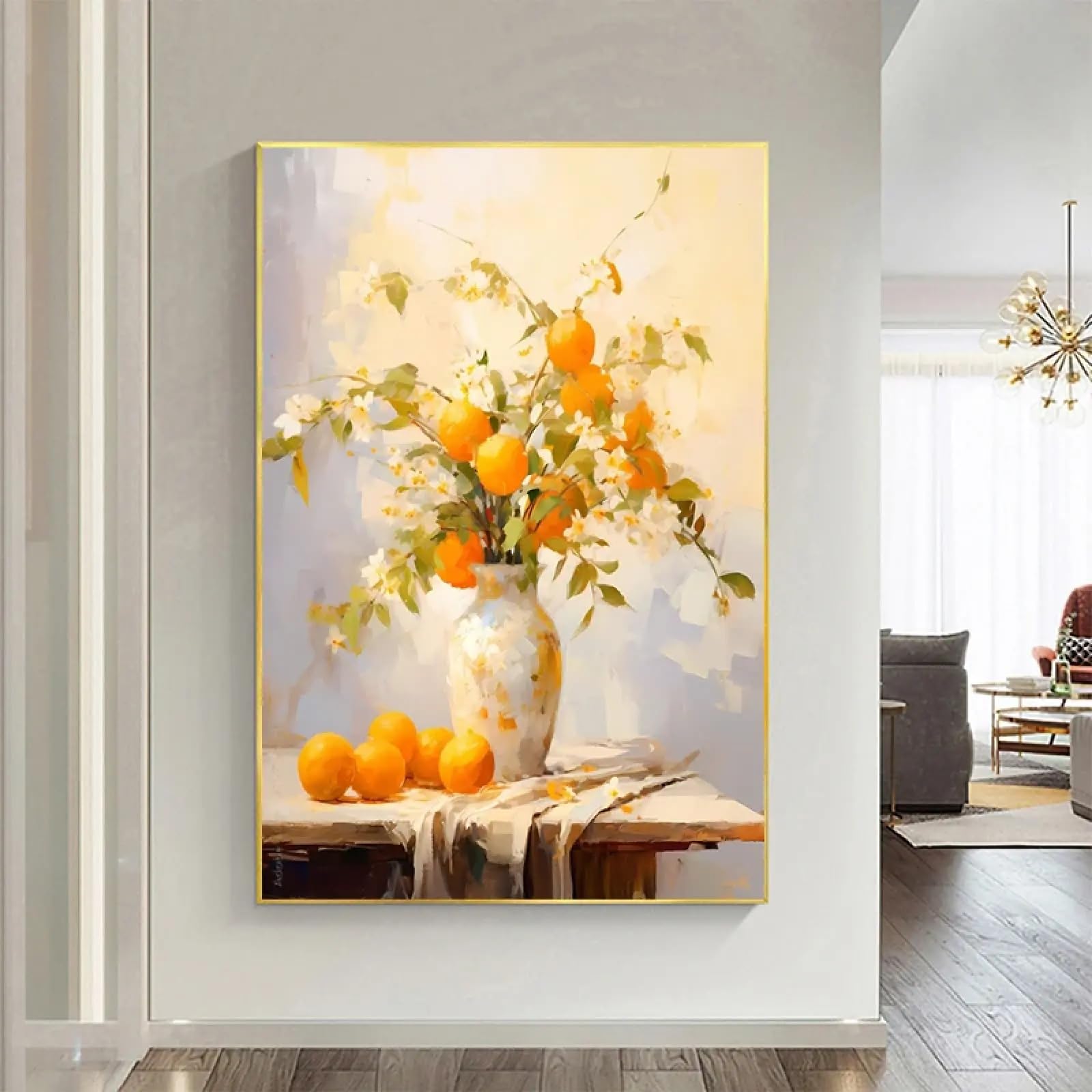 Impression décorative toile fleurs oranges pour habiller un mur - 7