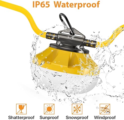 Miniatura 4 de Pvilub Tira de luces de construcción de 50 pies, tira de luces LED de 100 lmW IP65 para el lugar de trabajo para ático, cueva, sótanos, almacén,