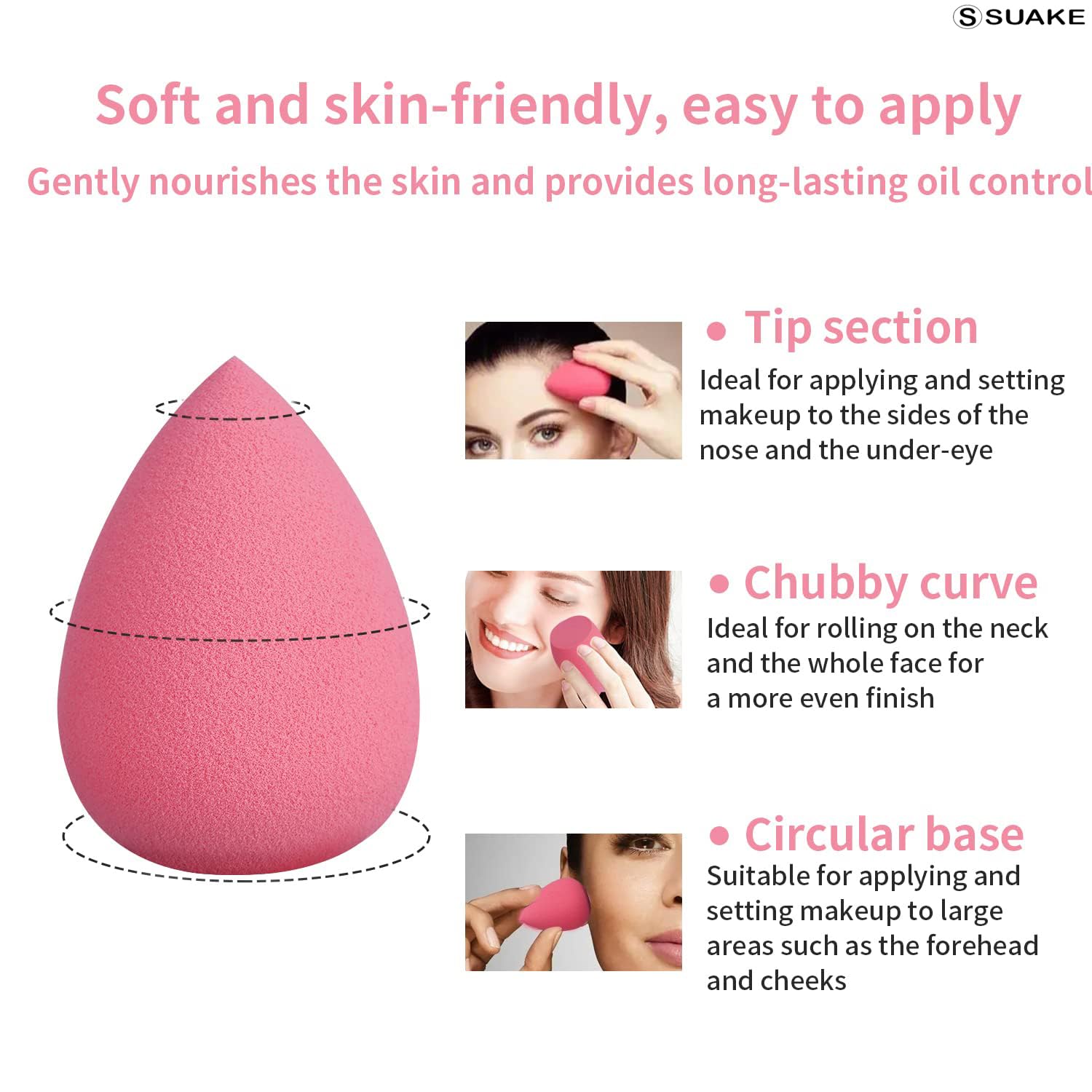 SUAKE 7in1 Professional Beauty Blender Set for Face Makeup | Makeup Sponges Set is suitable with Liquid & Creams | Sponge makeup is for all Skin Types & it is Soft Latex-Free Reusable & washable (Multicolor 4 Big + 3 Mini=7 Pcs) - Image 4 thumbnail