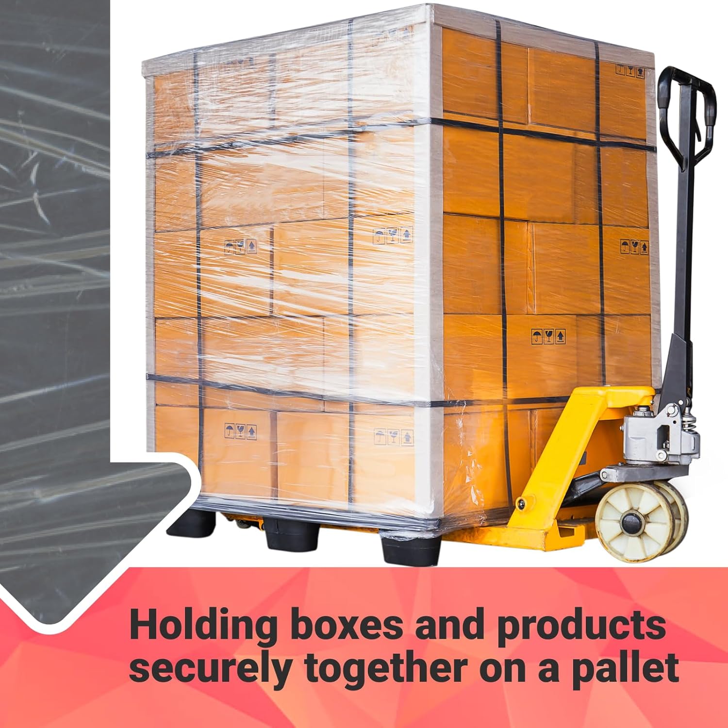 IDL Packaging 16" x 1500' Hand Stretch Wrap Roll of 63 Gauge, Clear (4 Rolls) – Tear-Resistant Pallet Wrap Stretch Film – Extra Sticky Plastic Wrap for Moving and Shipping