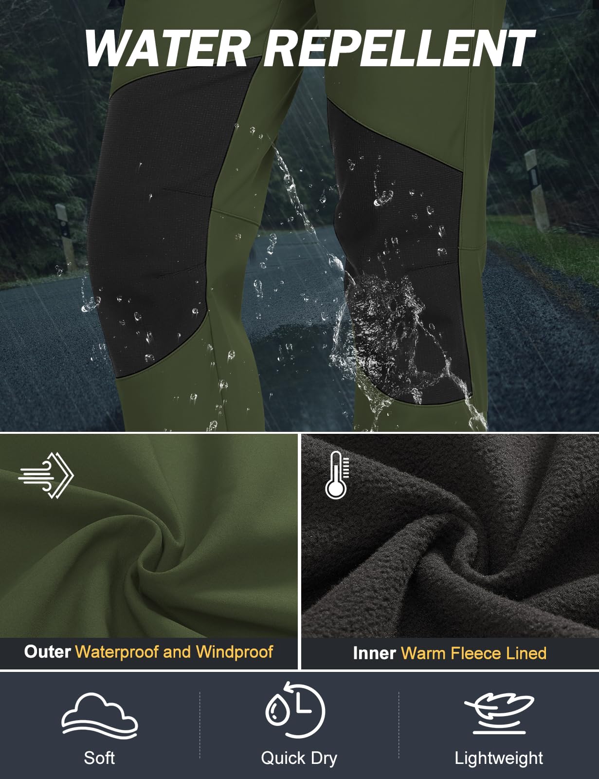 CMTOP Pantalon Randonnée Femme Hiver Imperméable Pantalon Ski Doublé Polaire Pantalon Chaude Softshell Pantalon Montagne de Pluie Trekking Sports Travail avec Poches Zippées