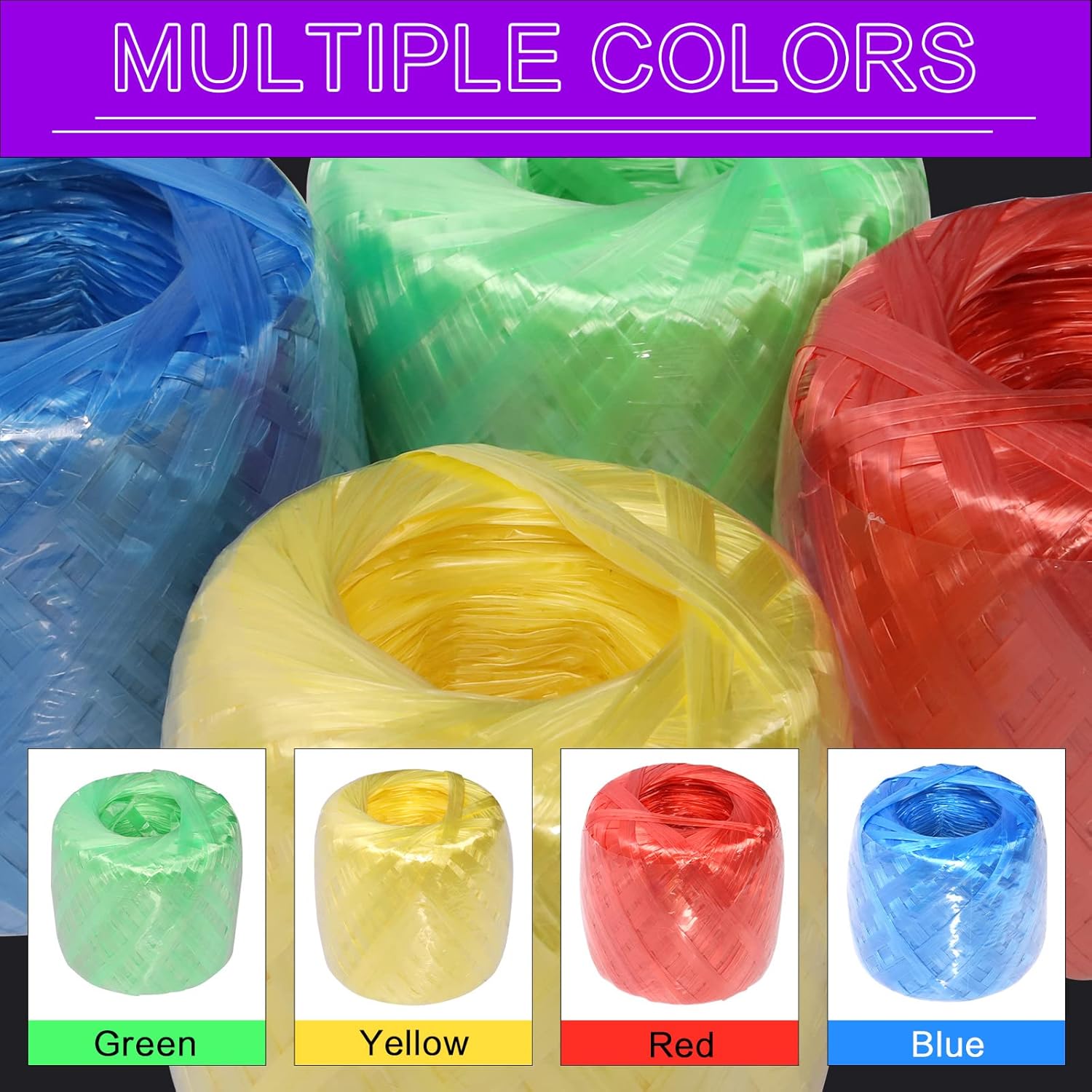Swpeet 4 Rolls 4 Clors 200 Yards Polyester Nylon Plastic Rope Twine Household Bundled with Scisccor Assortment Kit Perfect for Polyester Nylon Plastic Rope Twine Household Bundled