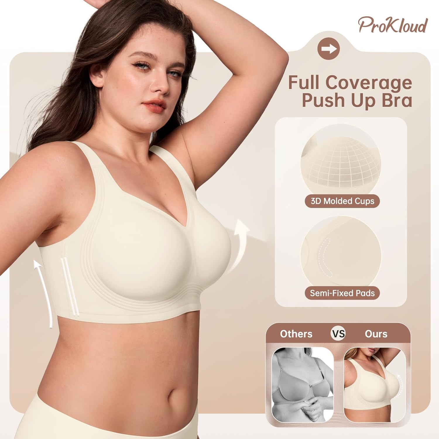 Jelly Bras for Women No Underwire Wireless Bra with Support and Lift Full Coverage Plus Size Comfy Seamless Bra - Image 3