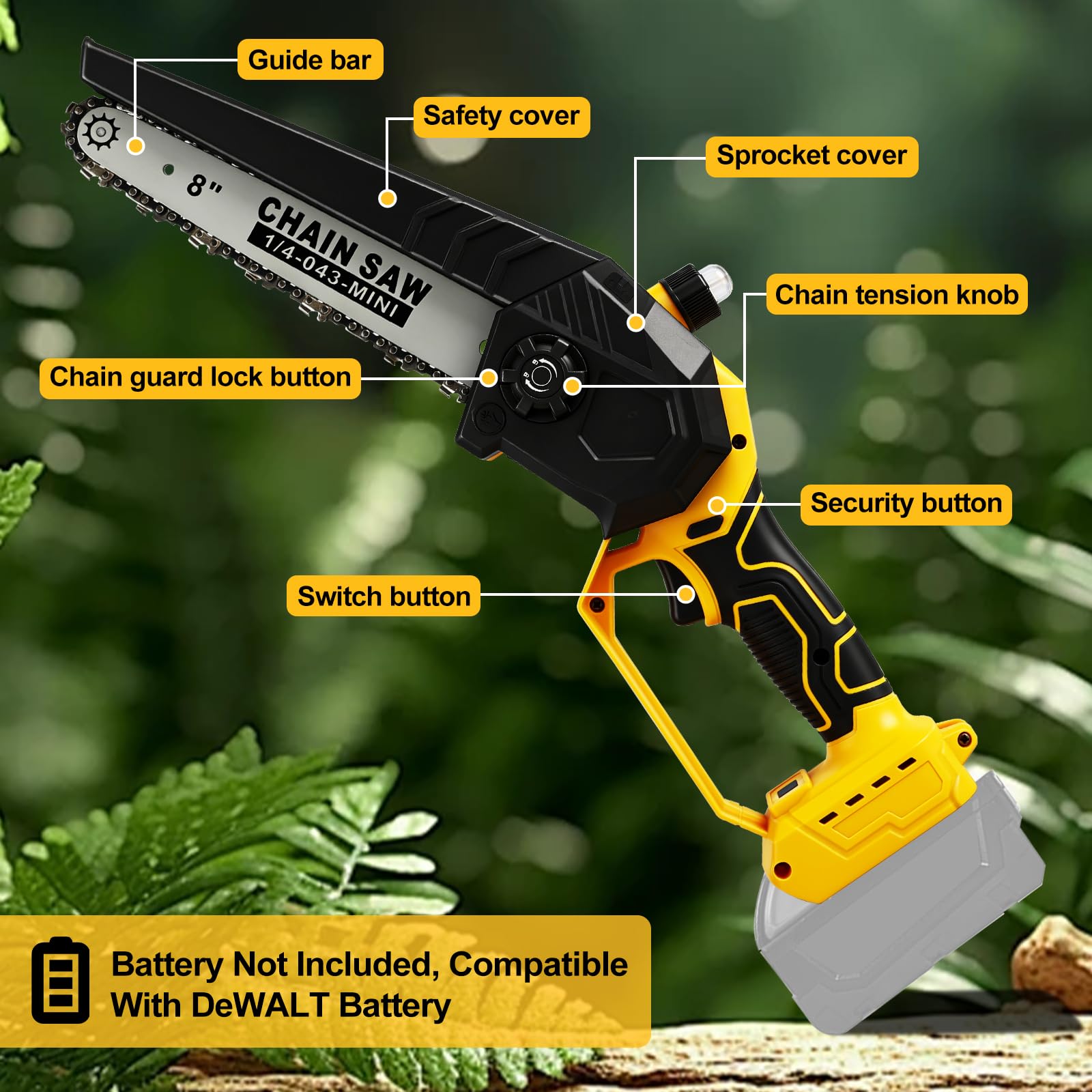 Mini tronçonneuse électrique sans fil 8" pour Dewalt 20V (sans batterie)
