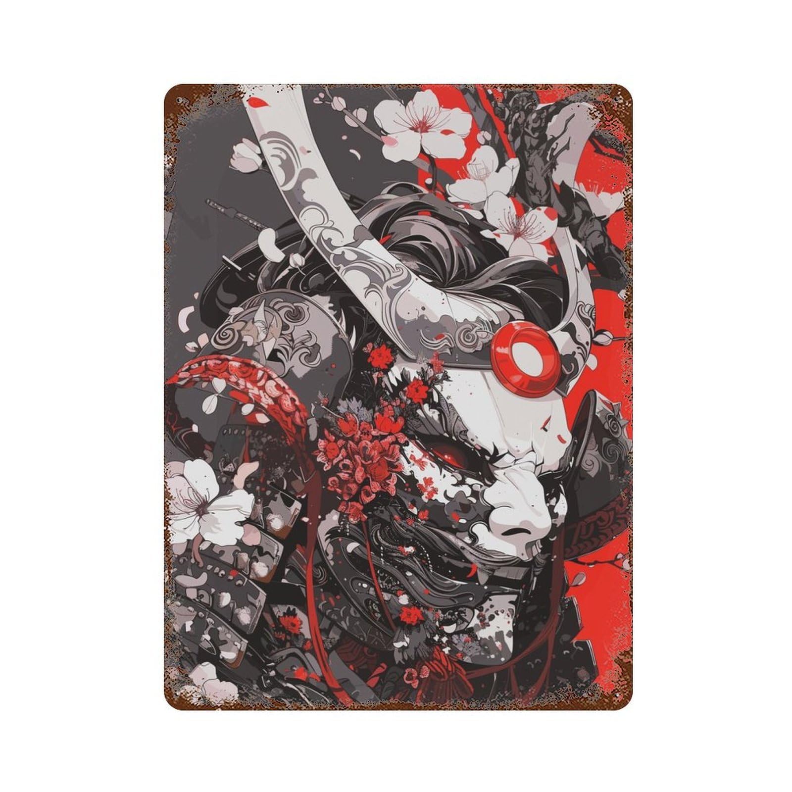 Demon Mask Rustic Tin Plaque 15.7"x11.8", Ideal for Cafe, Home Bar And Lounge Decor