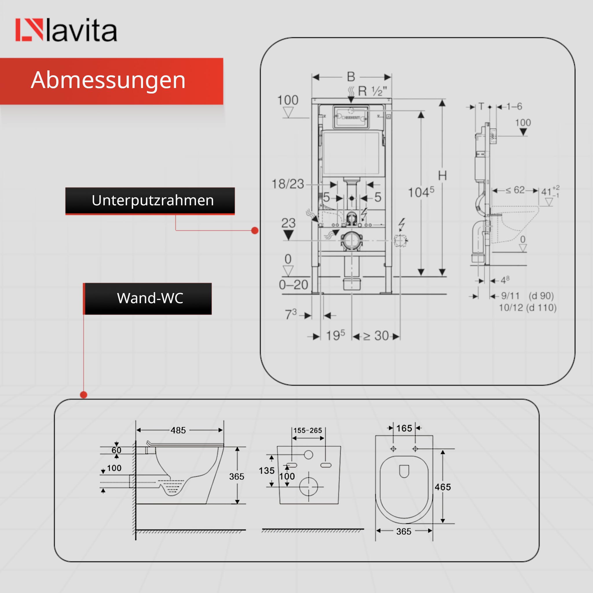 Lavita Duofix Basic Elemento a parete + Lavita WC a scarico profondo Dalia Bianco senza bordo + Sedile WC con chiusura automatica + Pannello di comando Delta 25 Pulsante bianco Set completo