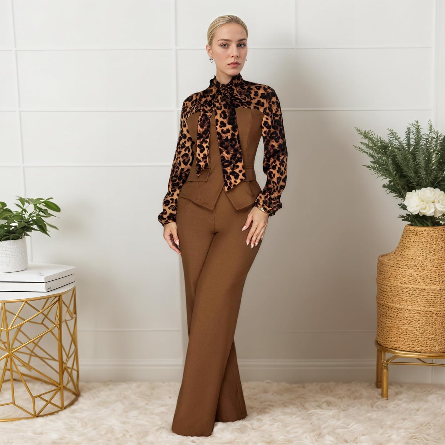 Sexy Sparkly Jumpsuits for Women Formal Elegant Mock Neck Shiny Long Straight Pants Rompers Cocktail Party Outfits - Image 2