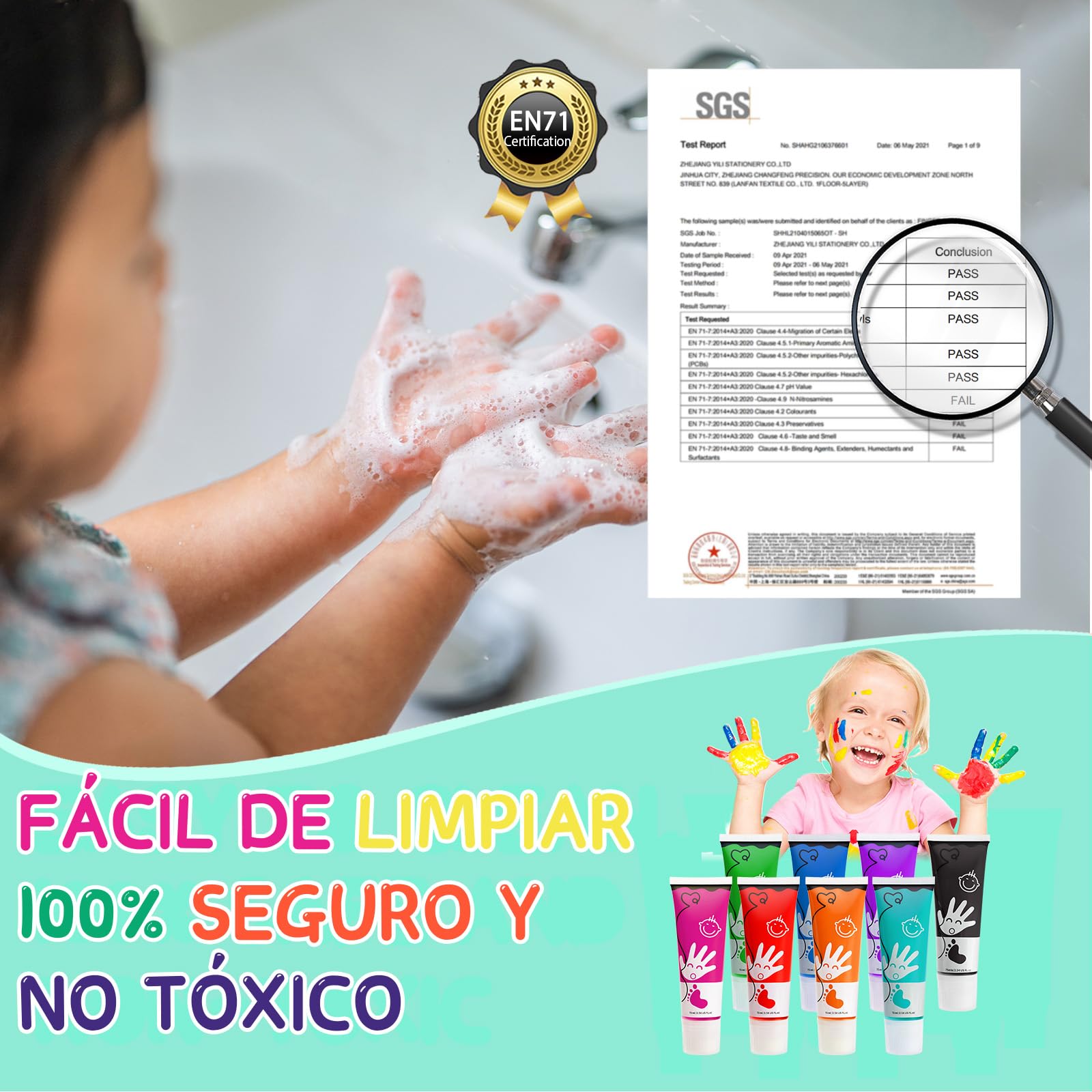 Pintura de Dedos para Niños Con Cabeza de Esponja 8 Colores No Tóxico y Lavable 75 ml/Tubo, Pintura Dedos Adecuado Para Regalos de Educación Infantil, Pintura Hecha a Mano,Regalo Navidad