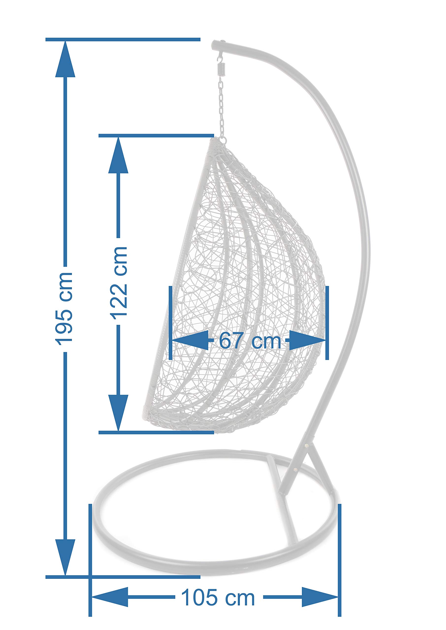 Kideo® Set completo: grande poltrona sospesa con telaio e cuscino, per interni ed esterni, in rattan sintetico, antracite (cuscino: rosa nido (3002 Lemonade