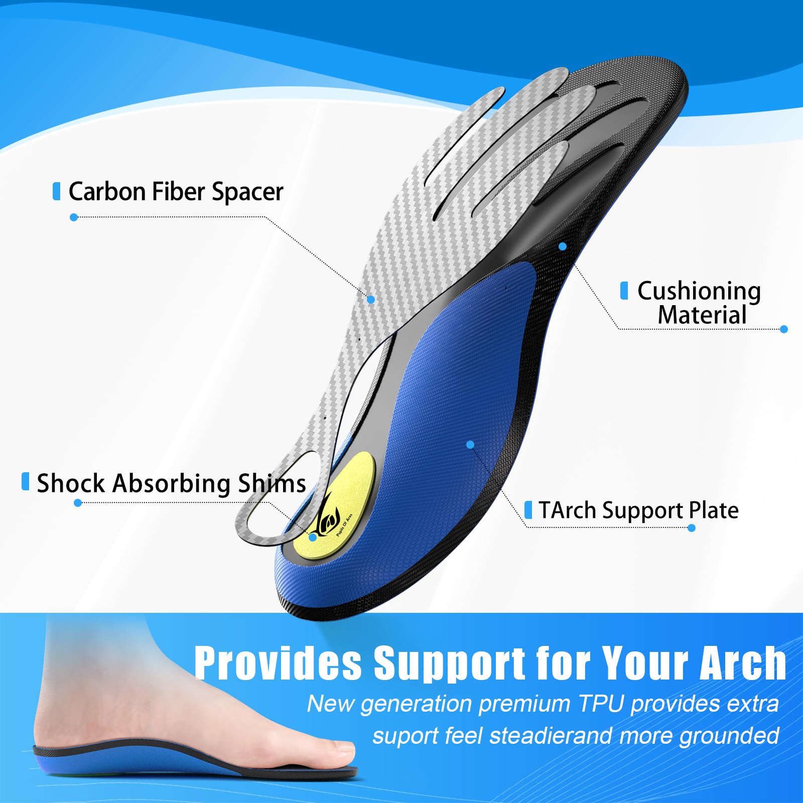 Arch Support Insoles for Hiking Boots - Size L - Carbon Fiber Cushioning Amazon.com: Carbon Fiber Shock-Absorbing Insole with Arch  main image 2