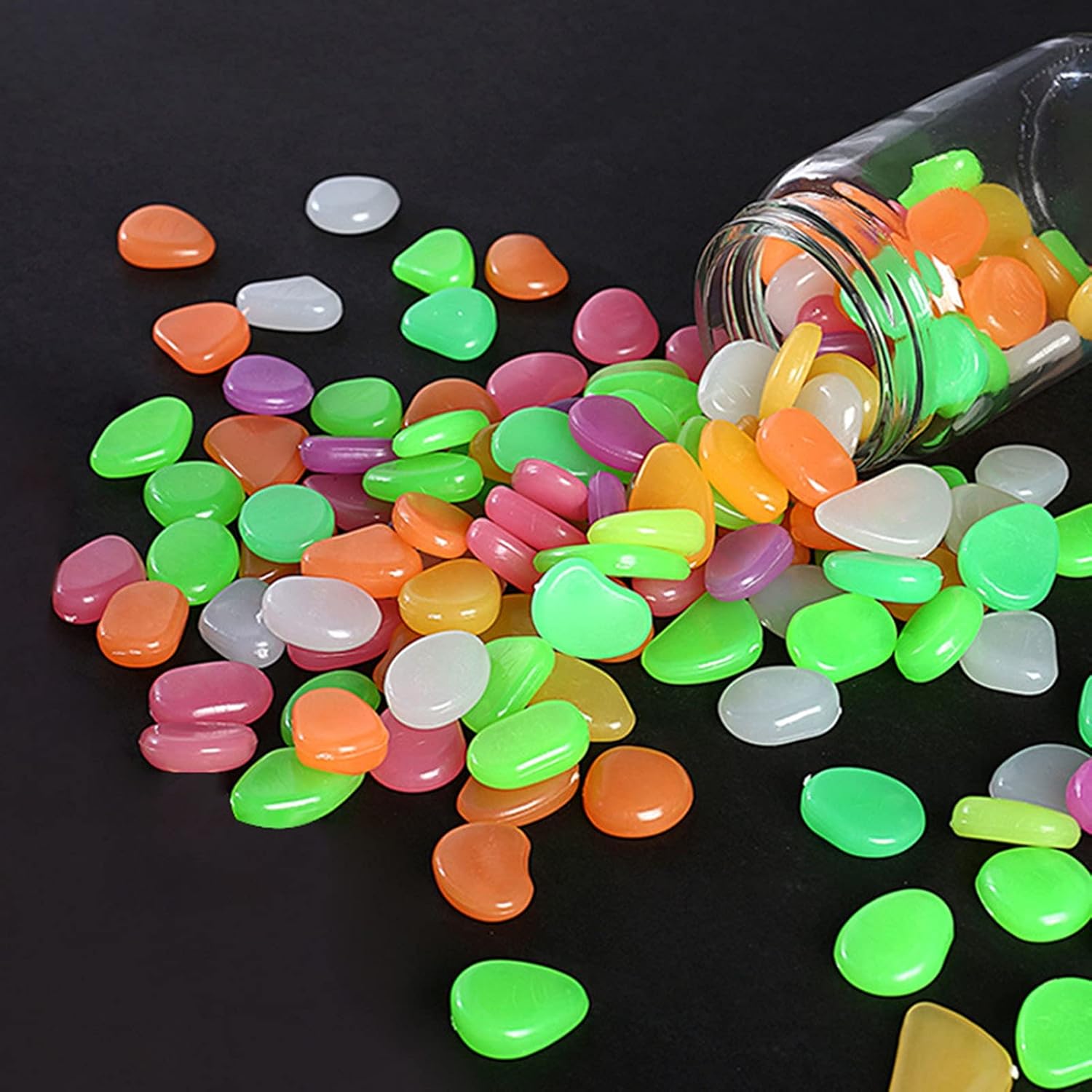 Glowing Stone Dark Glowing Stone-400PCS, Aquarium Fish Tank Garden Street Artificial Cobblestone Outdoor Decoration Luminous Sparkle