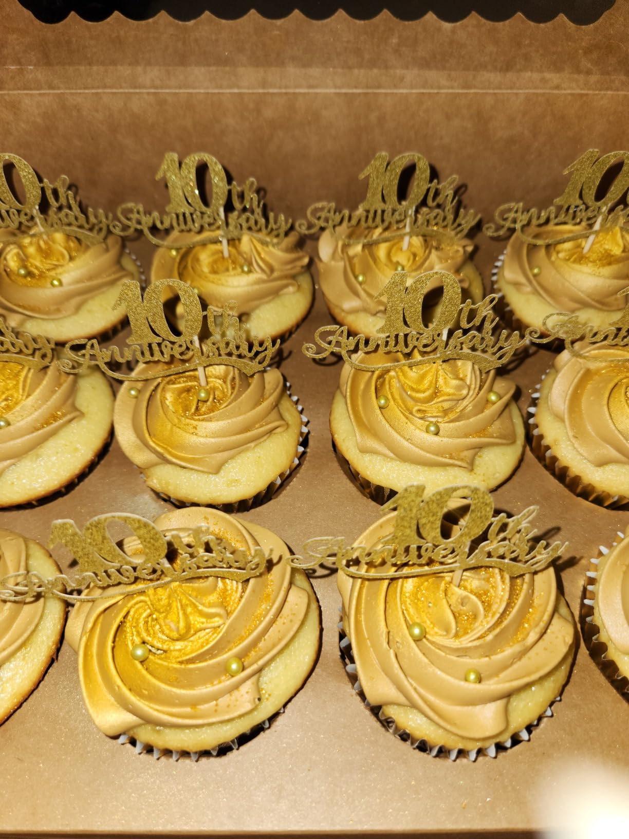 Amazon.com: Gyufise 24Pcs 25th Anniversary Cupcake Toppers Gold Glitter ...