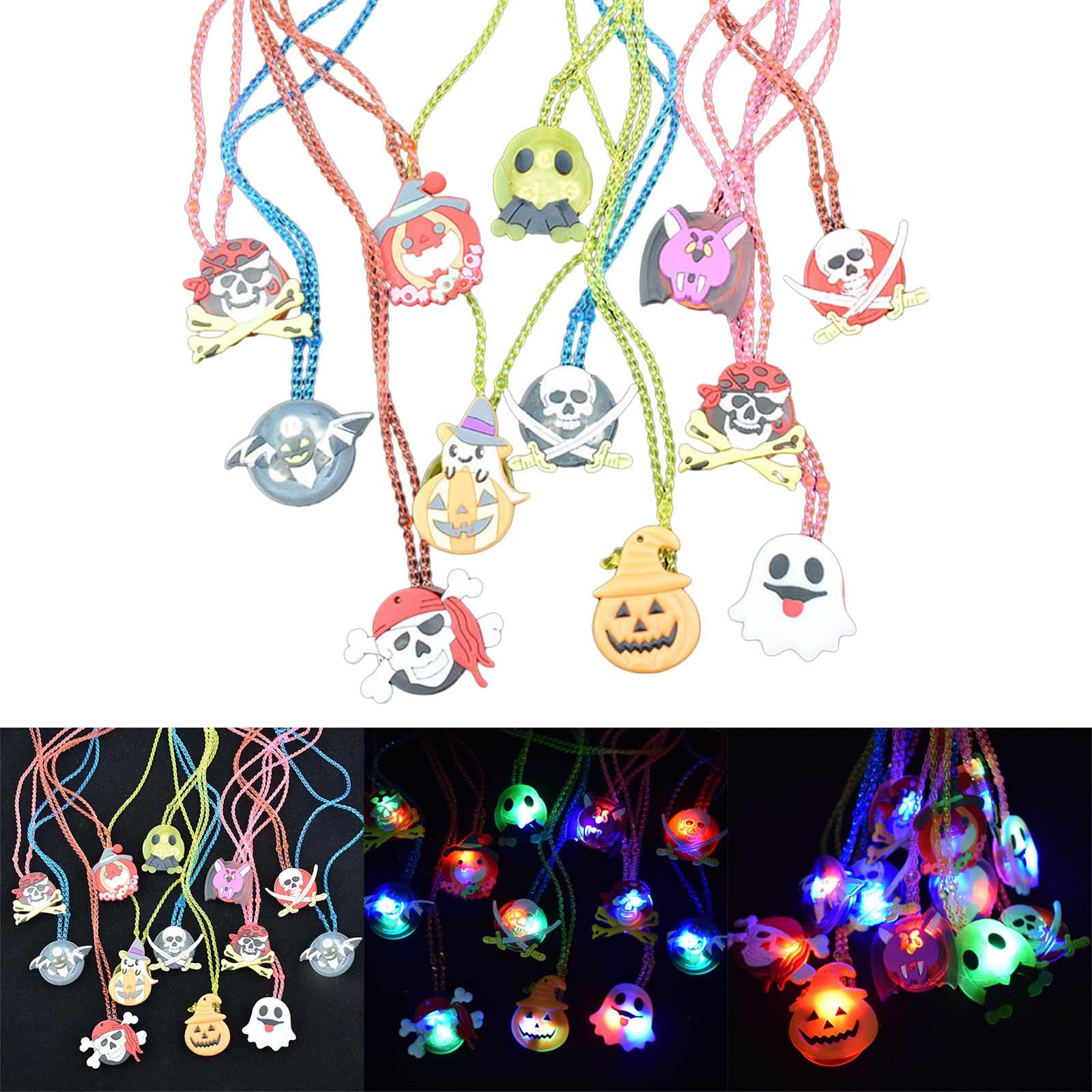 15 Jouets Lumineux Pour Halloween - Colliers LED Avec Toupie - Décoration Enfants - Pack Cadeau
