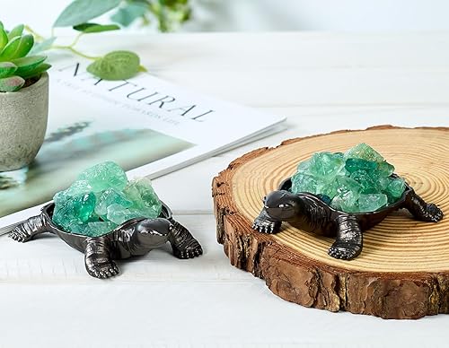 Miniatura 7 de DUQGUHO Figuras de decoración de tortugas, regalos para mujeres, cristal de fluorita, bonita estatua de tortuga, decoración espiritual, 1 unidad