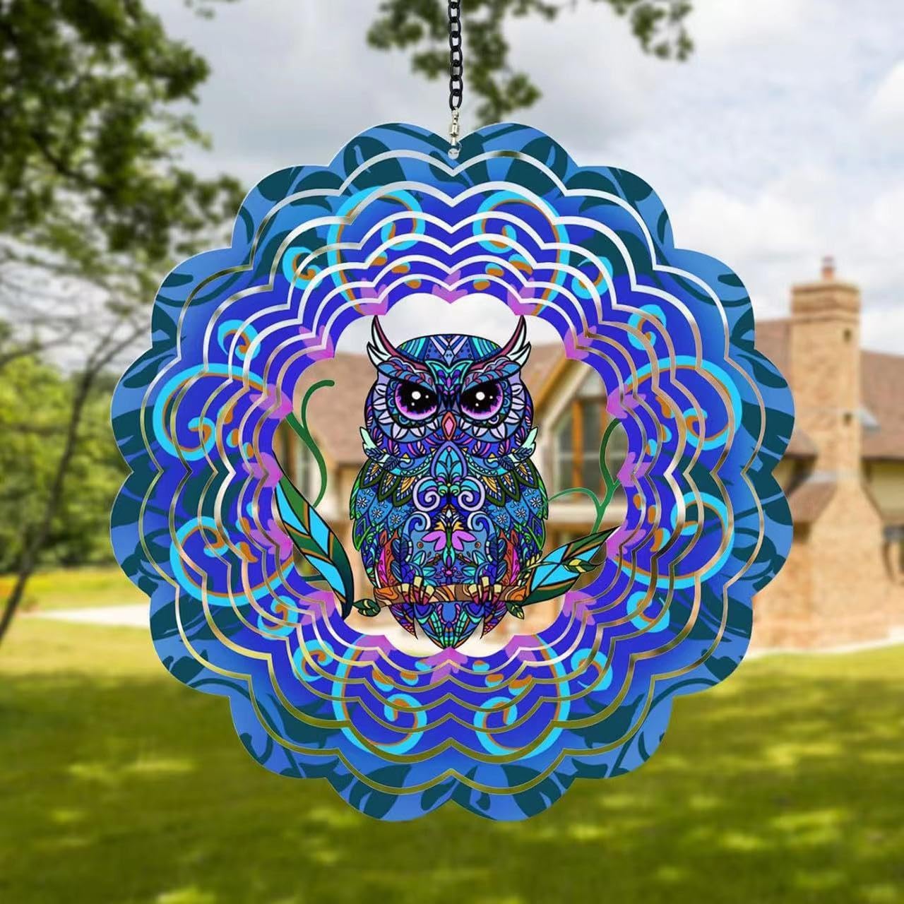 Ccuuhj Women's Dark Purple Wind Spinners Outdoor, Owl Metal 3D Hanging Garden Decor, 30Cm Stainless Steel Wind Spinner With Tail Spinner, Wind Sculptures For Indoor Patio Lawn Yard, Ornament Gift For /Men (Dark Purple)
