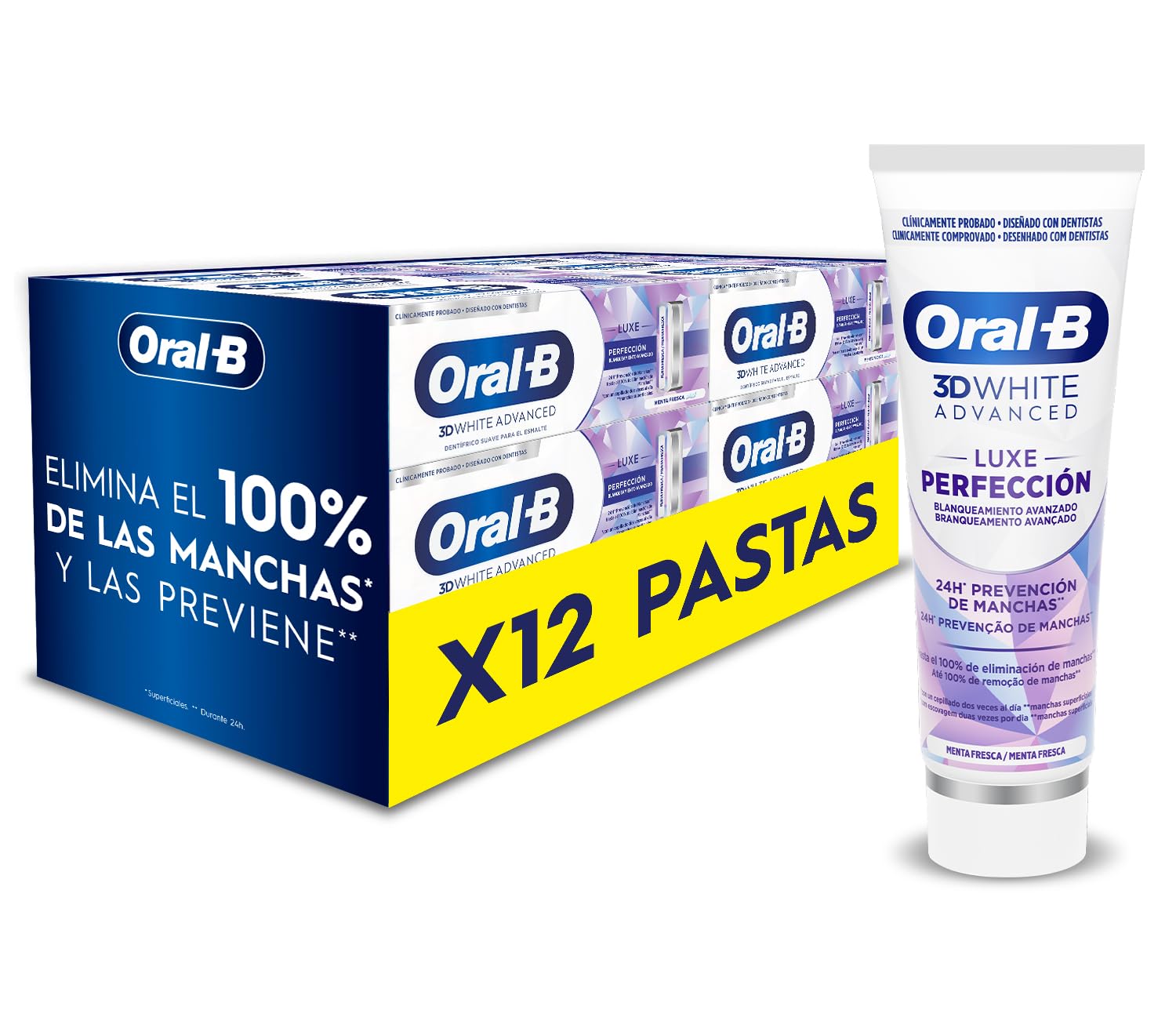 Oral-B Pro 3D White Clinical Blanqueamiento Intensivo Pasta De Dientes Blanqueadora, Elimina Las Manchas Superficiales, Dentífrico Blanqueante Con Sabor a Menta Siempreverde, 75 ml — view 9