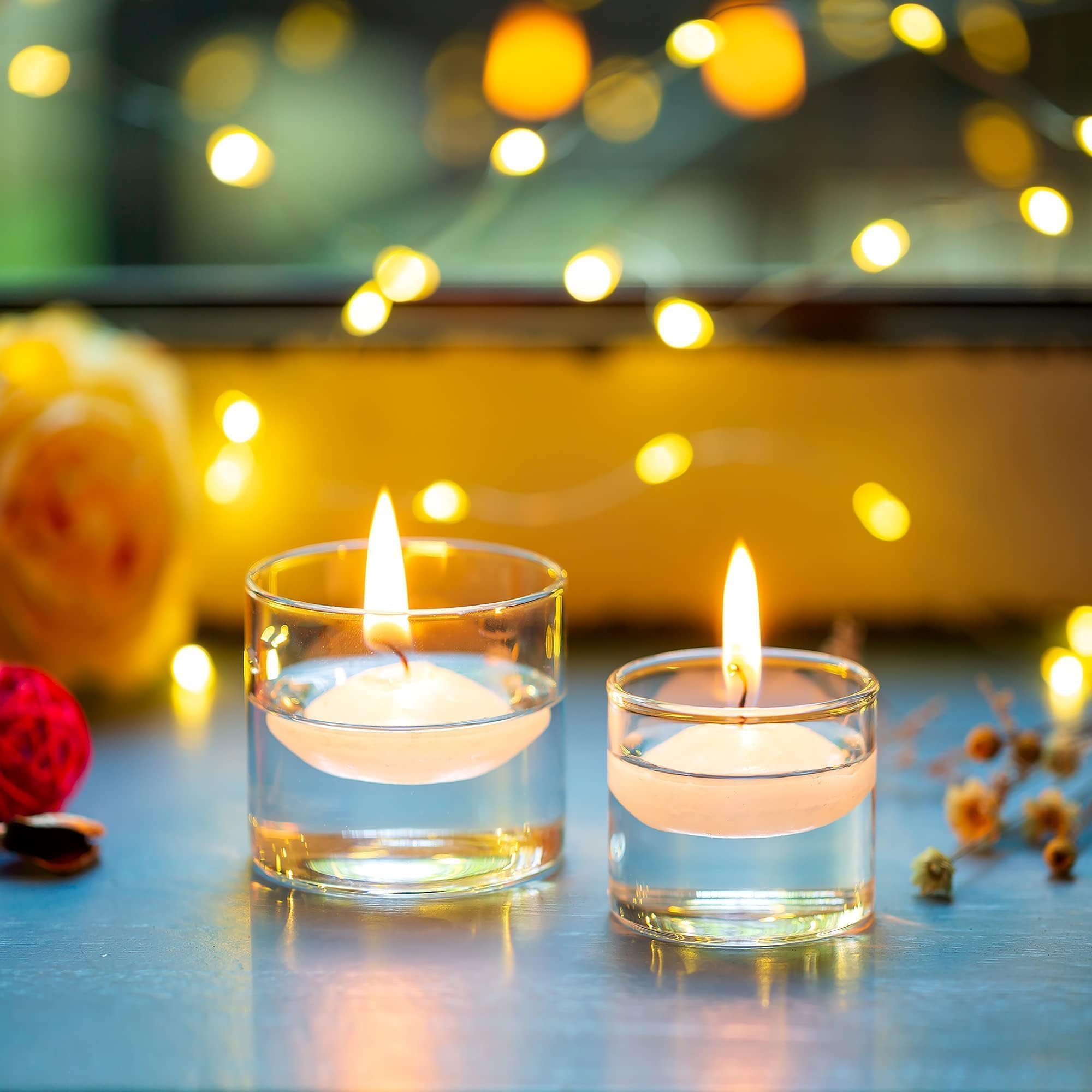 Romadedi Portavelas Cristal para Velas de te - Porta velas pequeñas Juego de 24 Candelabros Decoracion Navidad de Mesa Boda 4,6 x 4 cm