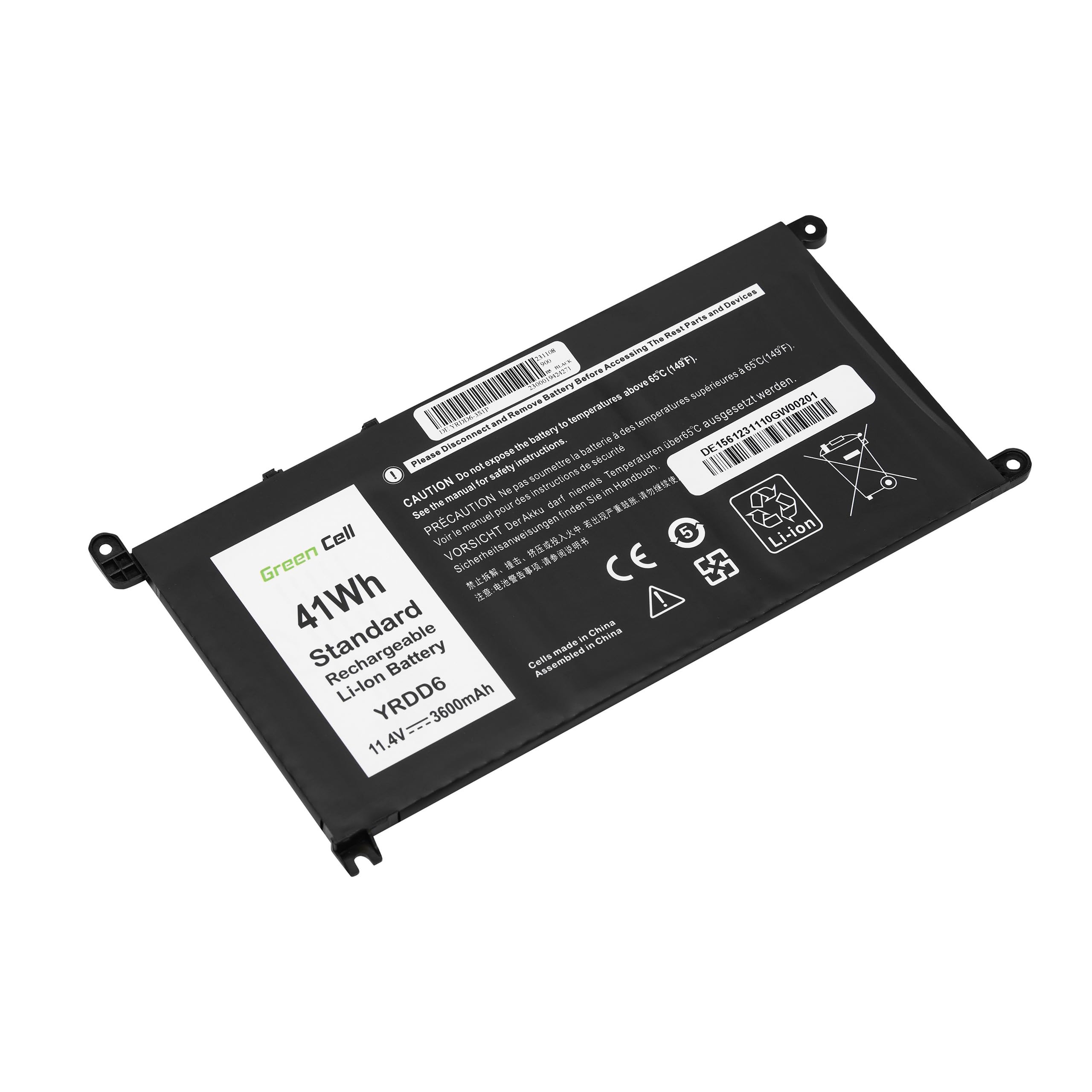 Green Cell YRDD6 1VX1H bateria do laptopa Dell Inspiron 5493 5485 5491 5584 5593 5590 Vostro 5581 3491 laptop (3600 mAh 11,4 V czarny)